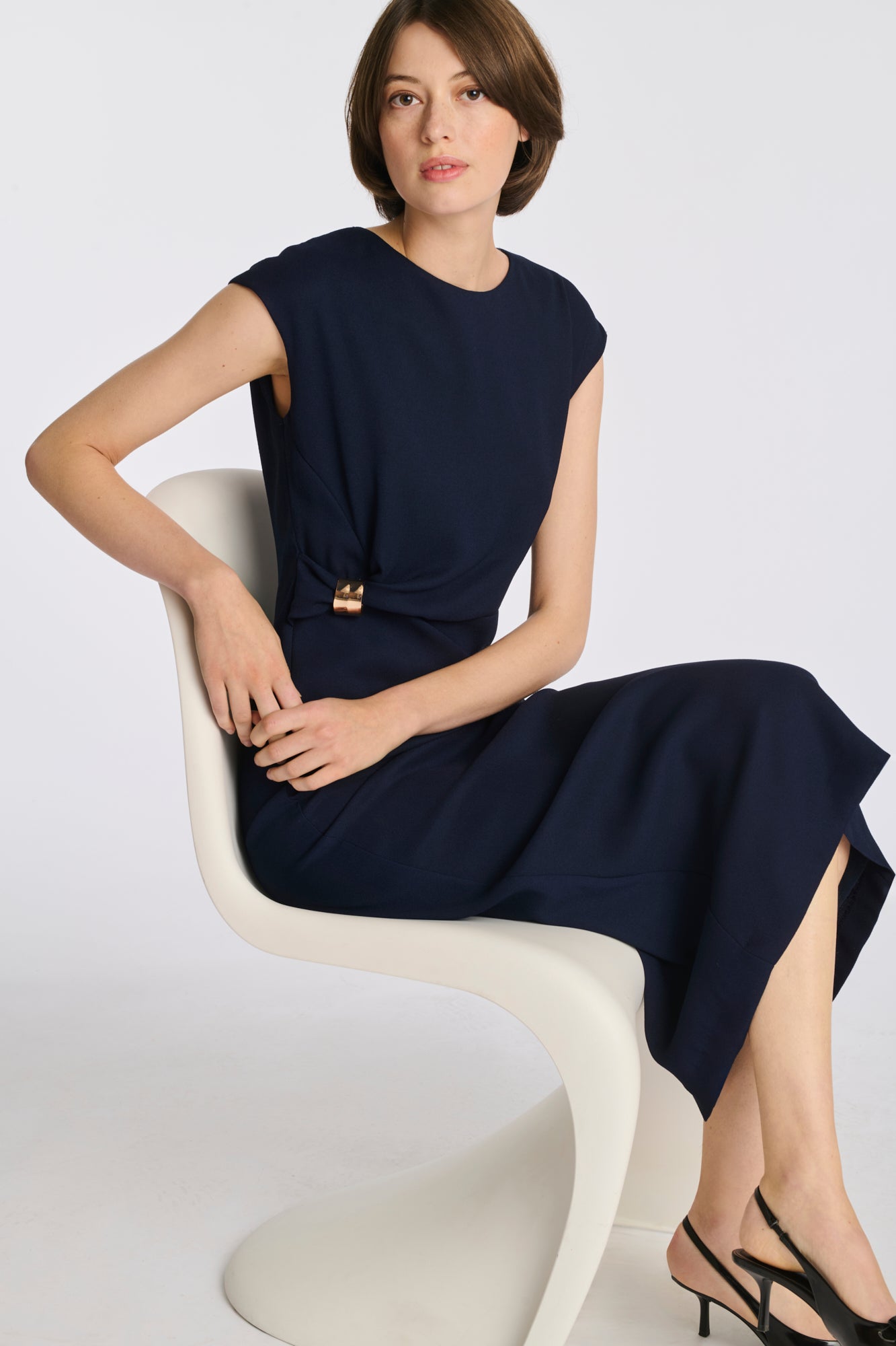 Satin-back crepe maxi dress