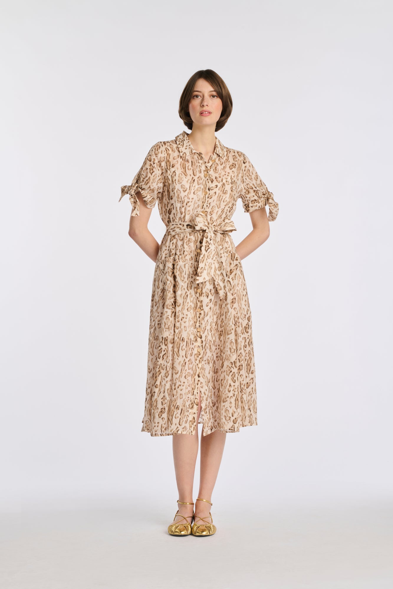 Robe chemise en voile imprimée