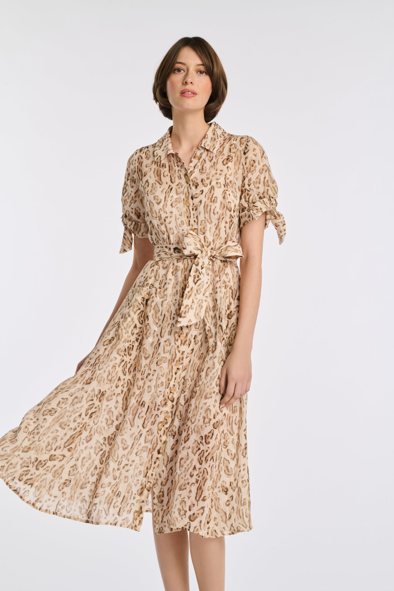 Robe chemise en voile imprimée