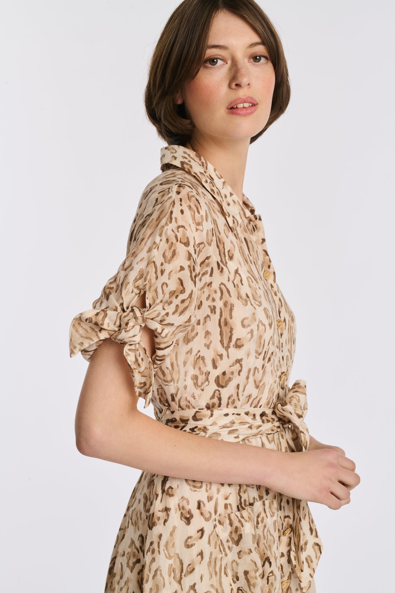 Robe chemise en voile imprimée