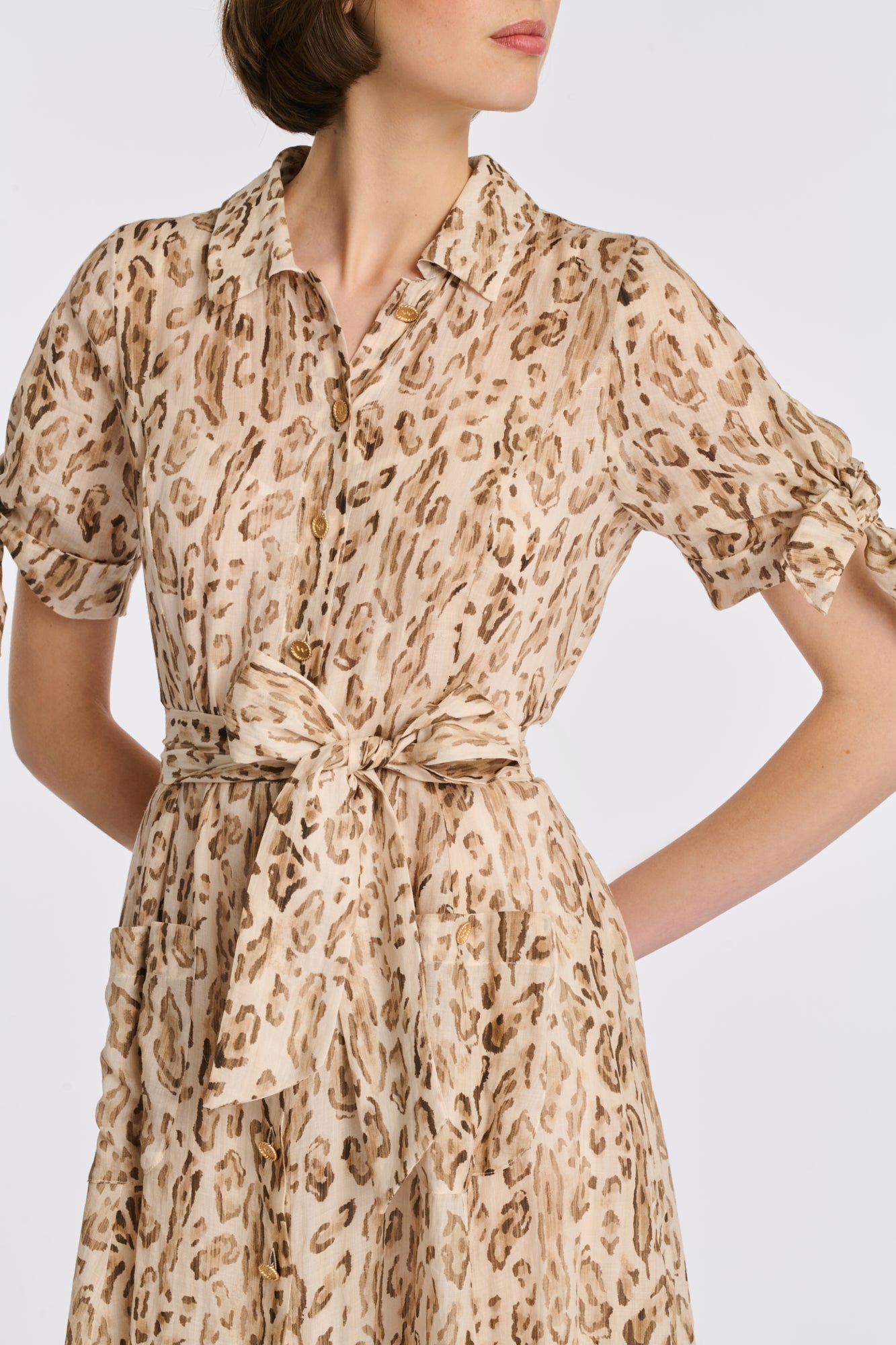 Robe chemise en voile imprimée