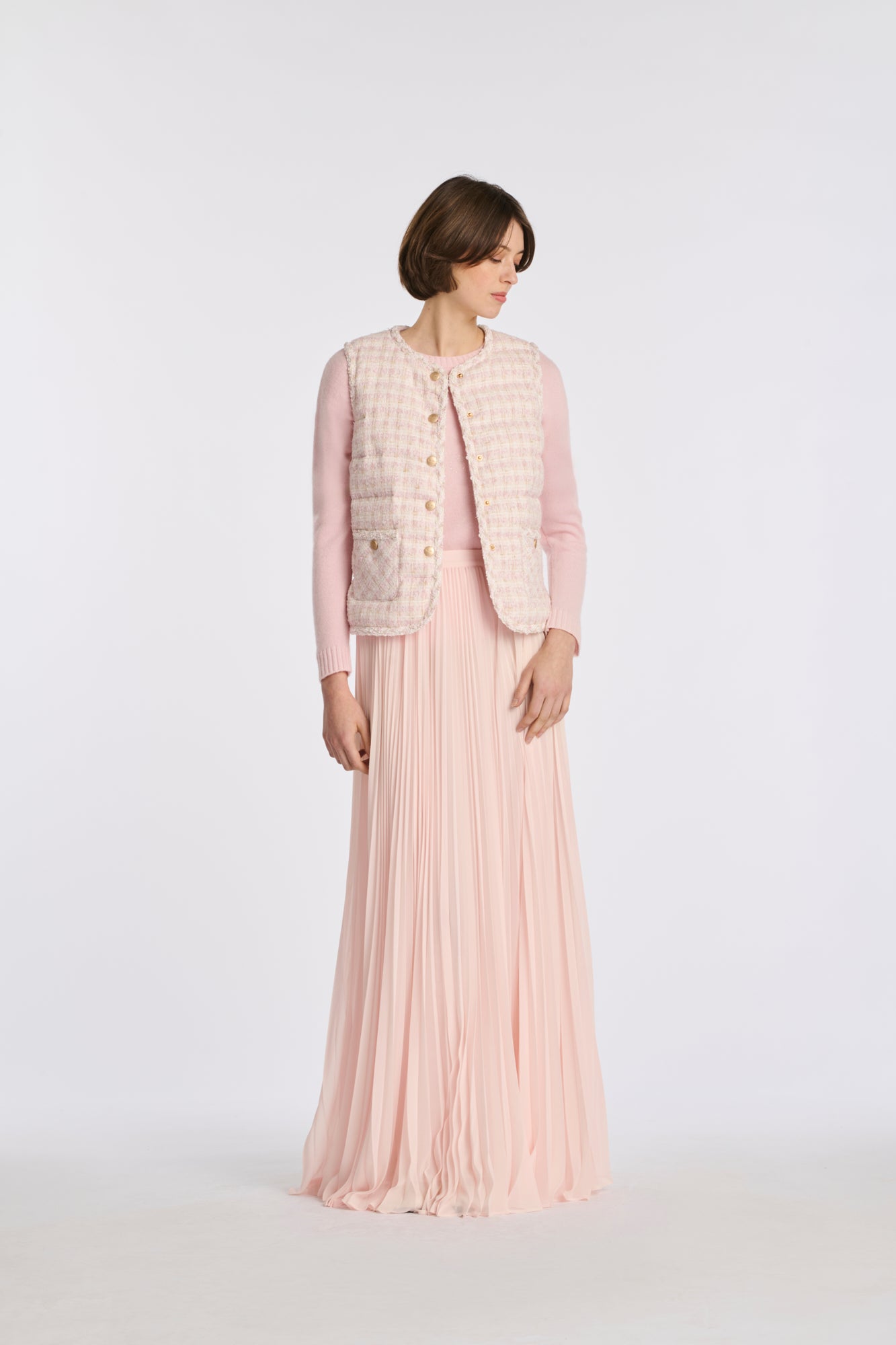 Doudoune sans manches en tweed