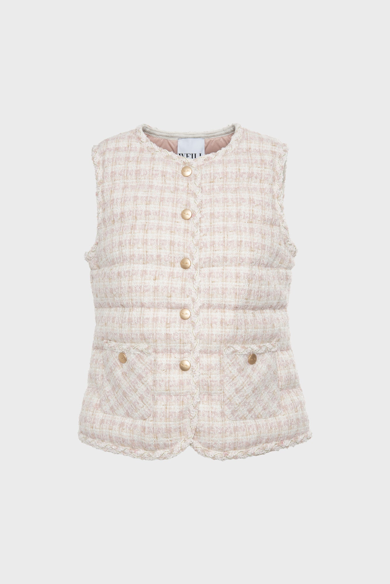 Doudoune sans manches en tweed