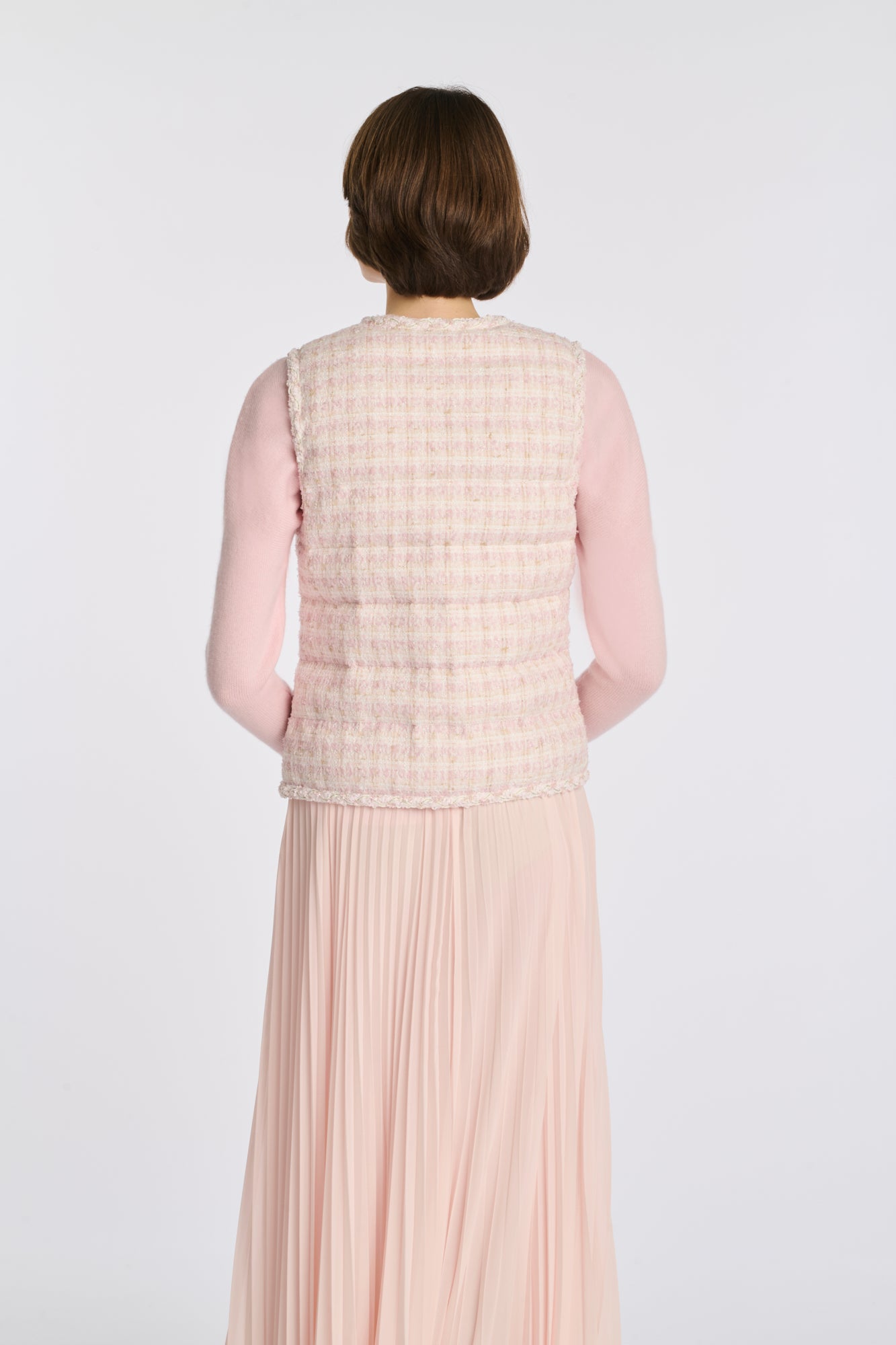 Doudoune sans manches en tweed