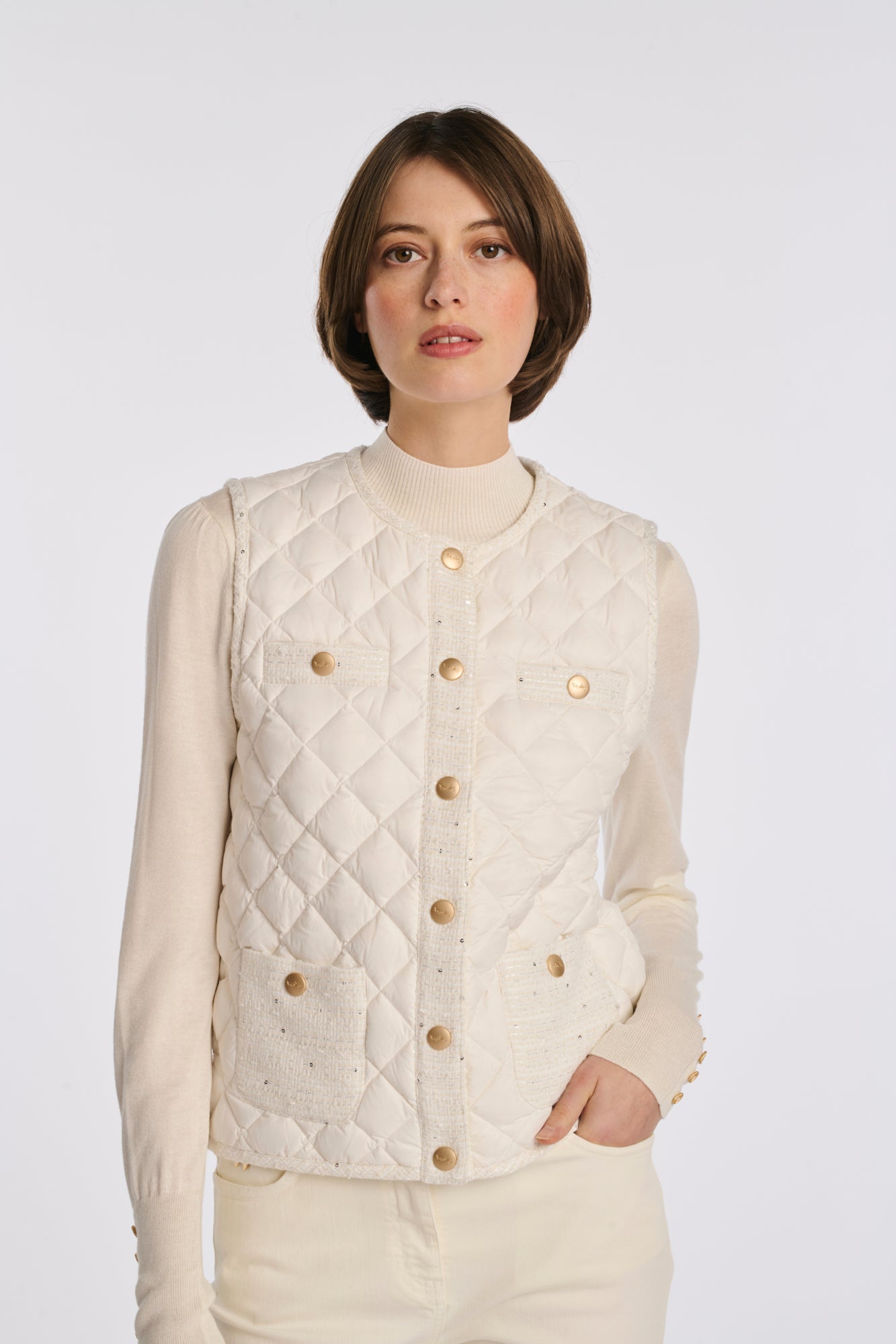 Doudoune sans manches bimatière