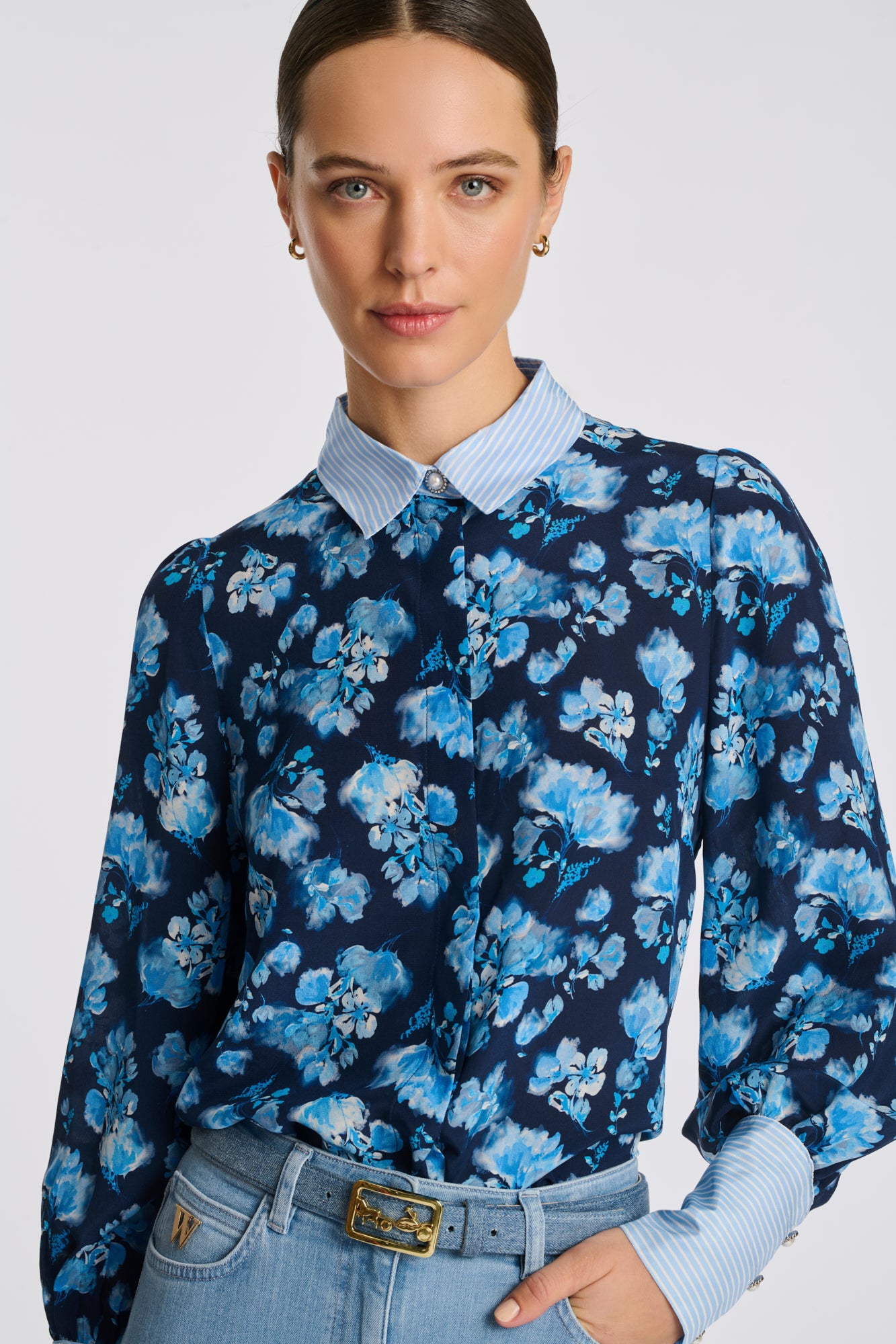 Chemise en soie imprimée