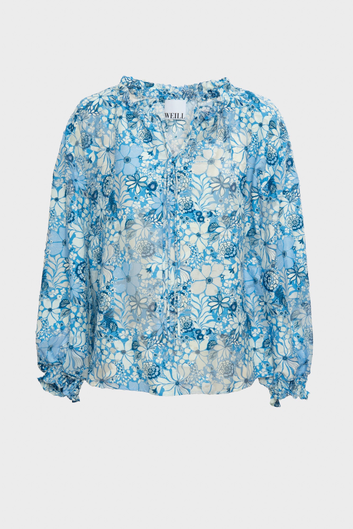 Blouse en soie et coton imprimée