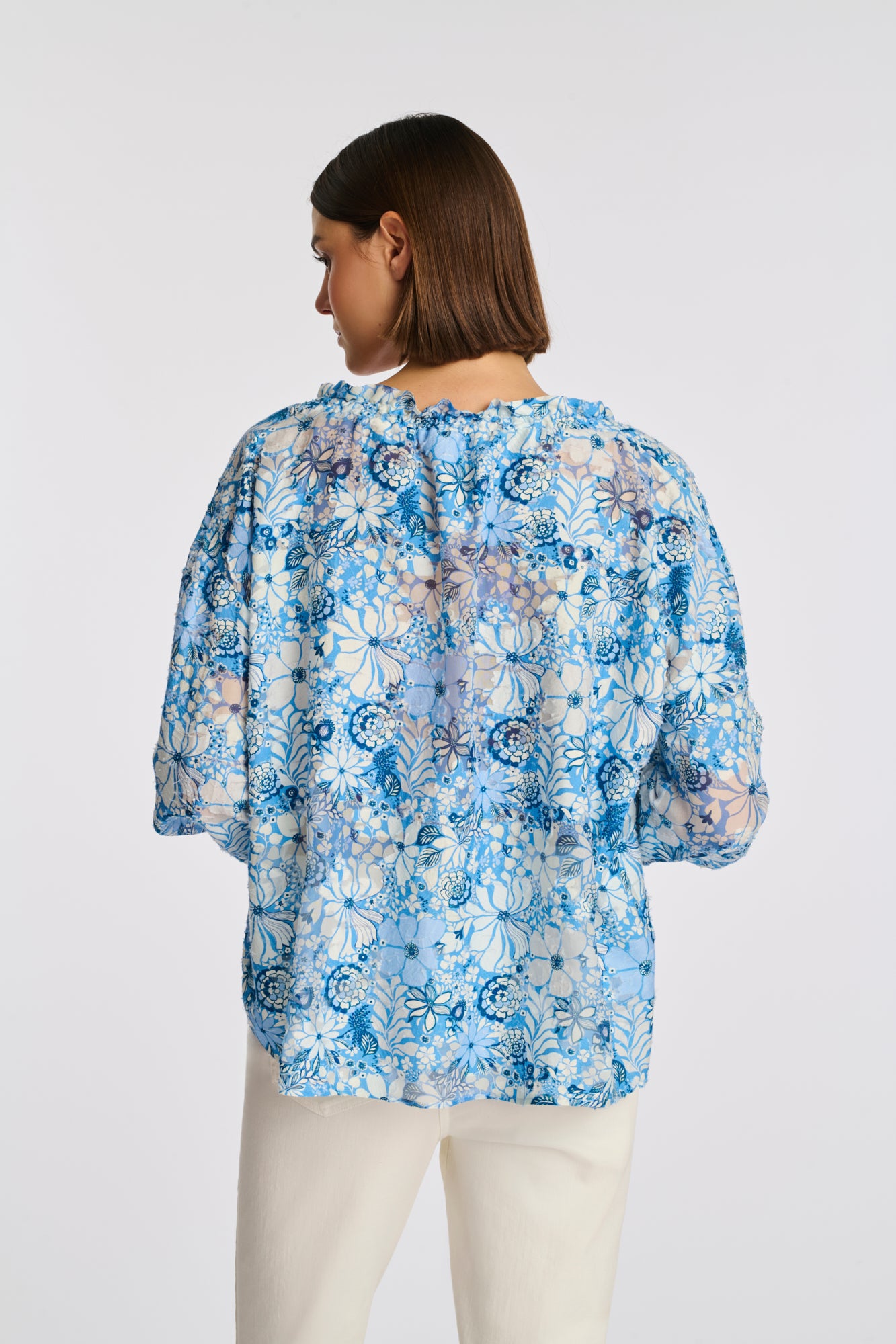 Blouse en soie et coton imprimée