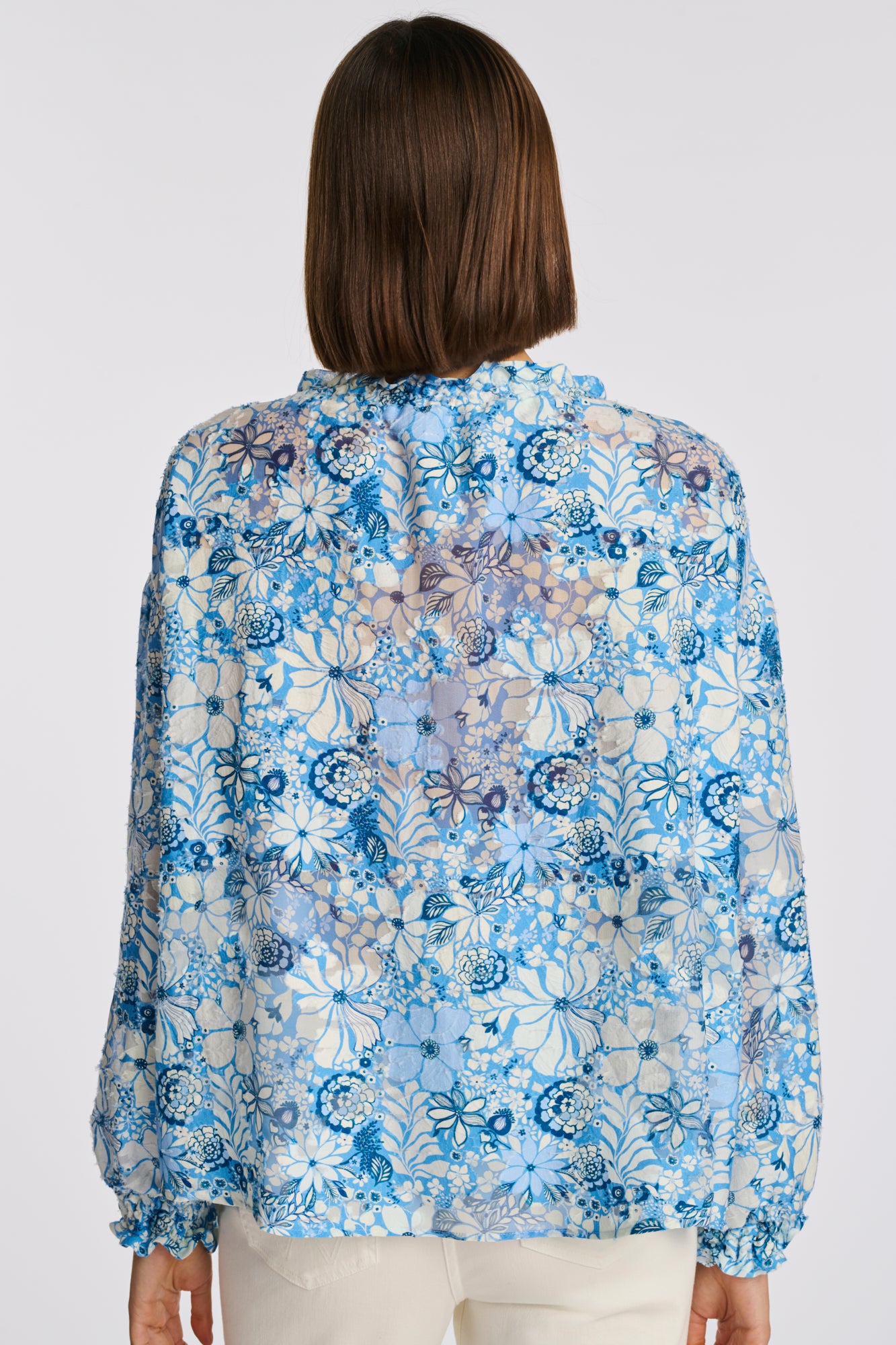 Blouse en soie et coton imprimée