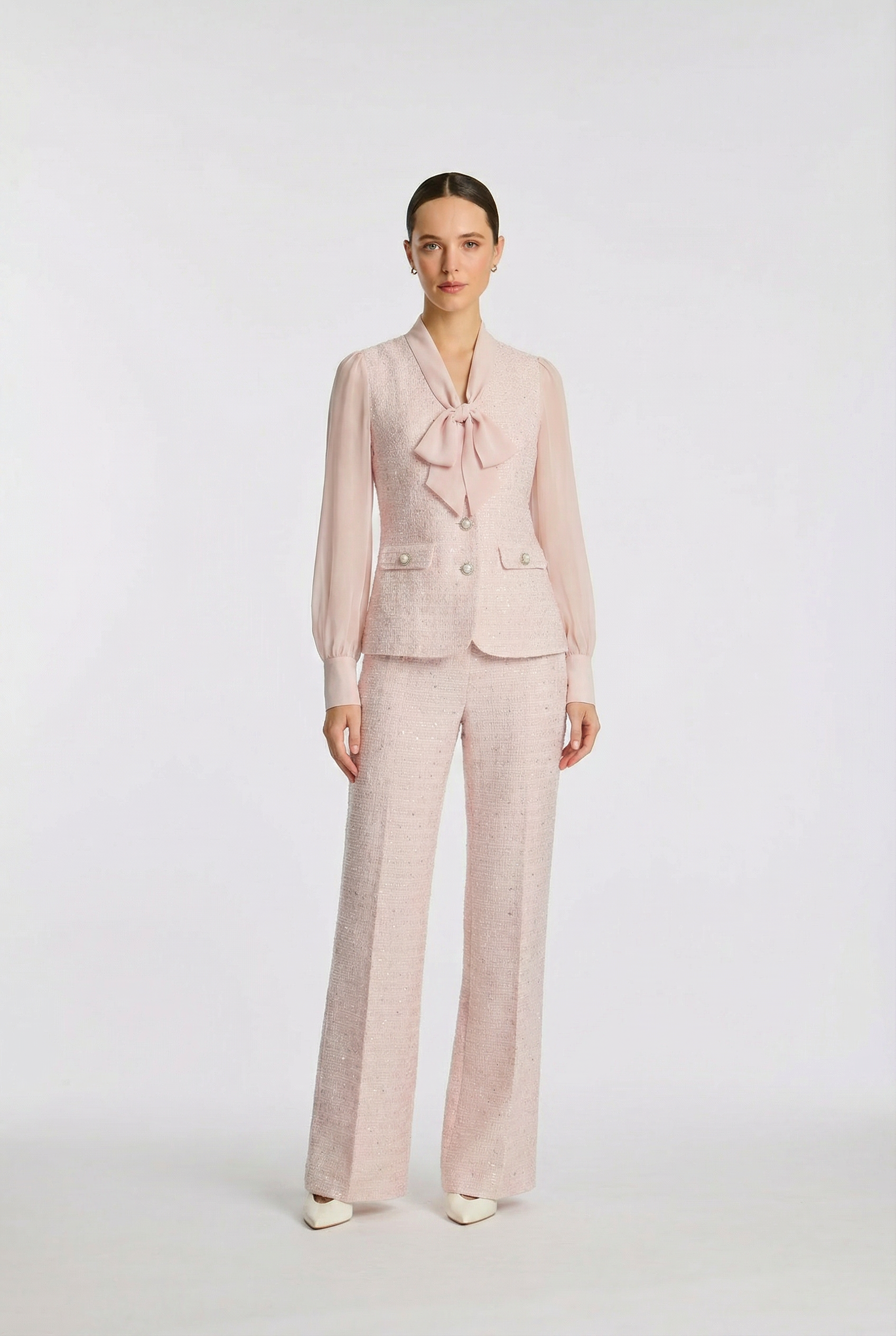 Chemise lavallière bimatière