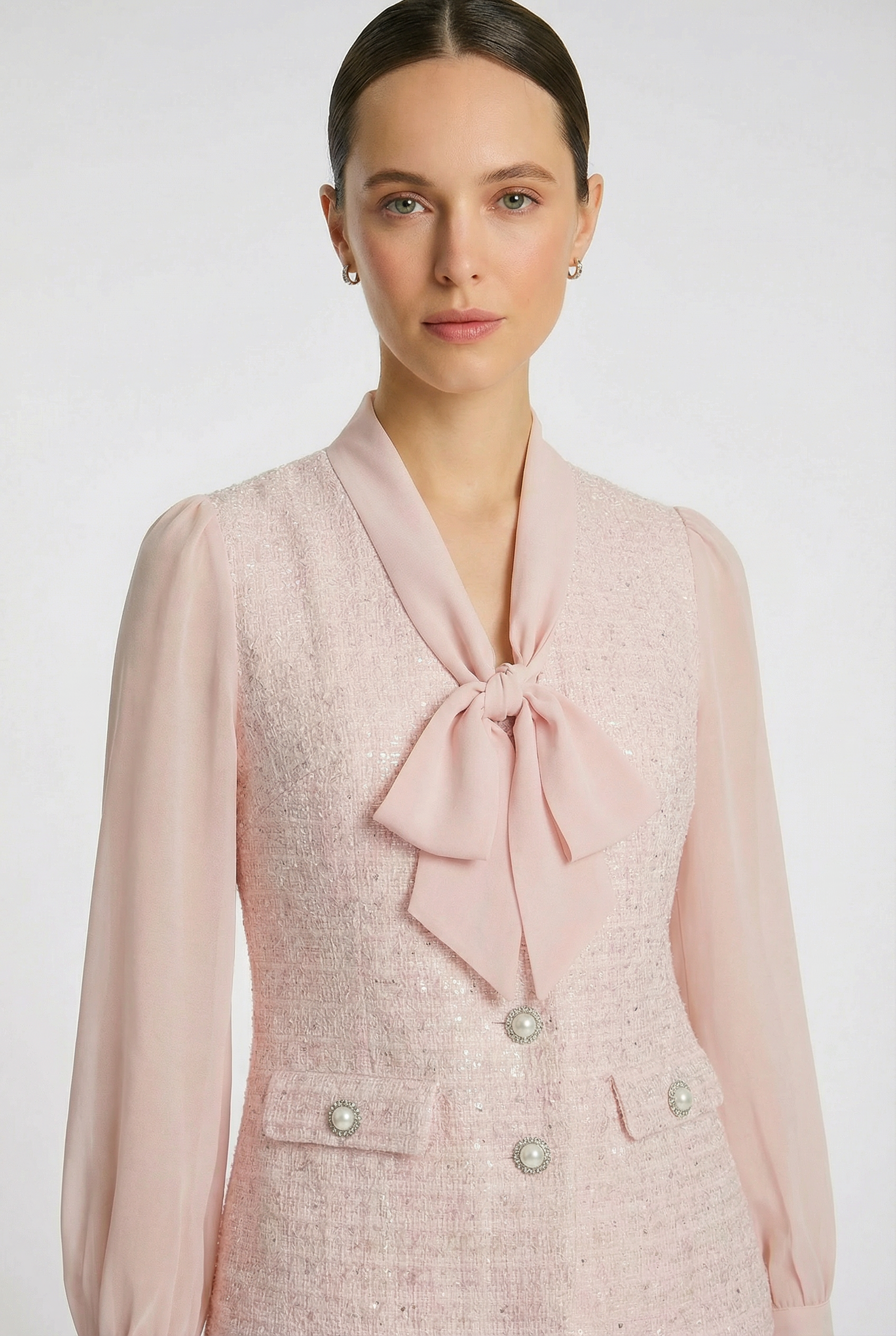 Chemise lavallière bimatière