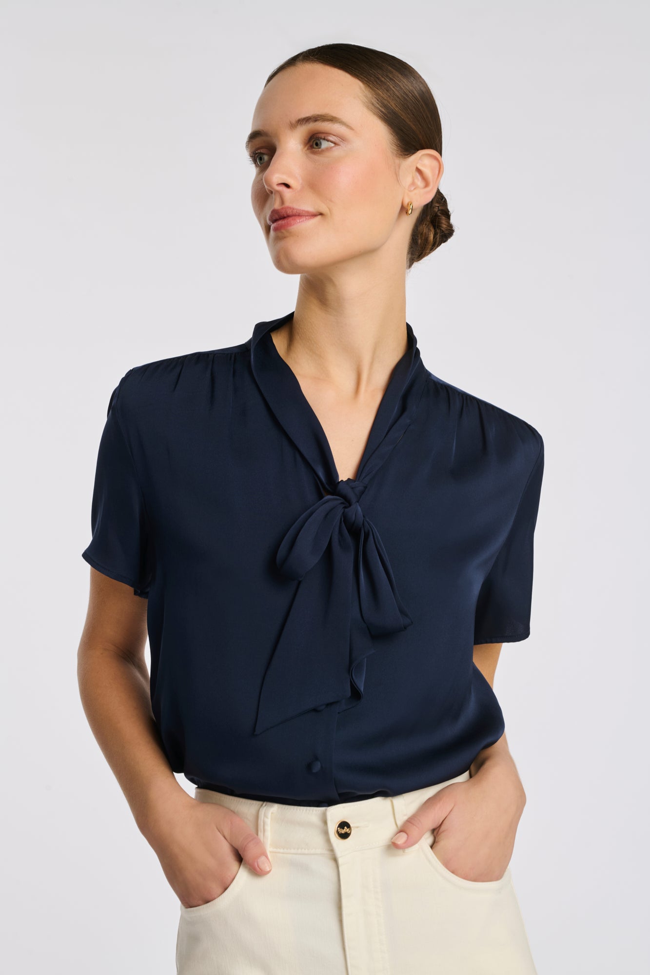 Silk pussy bow blouse