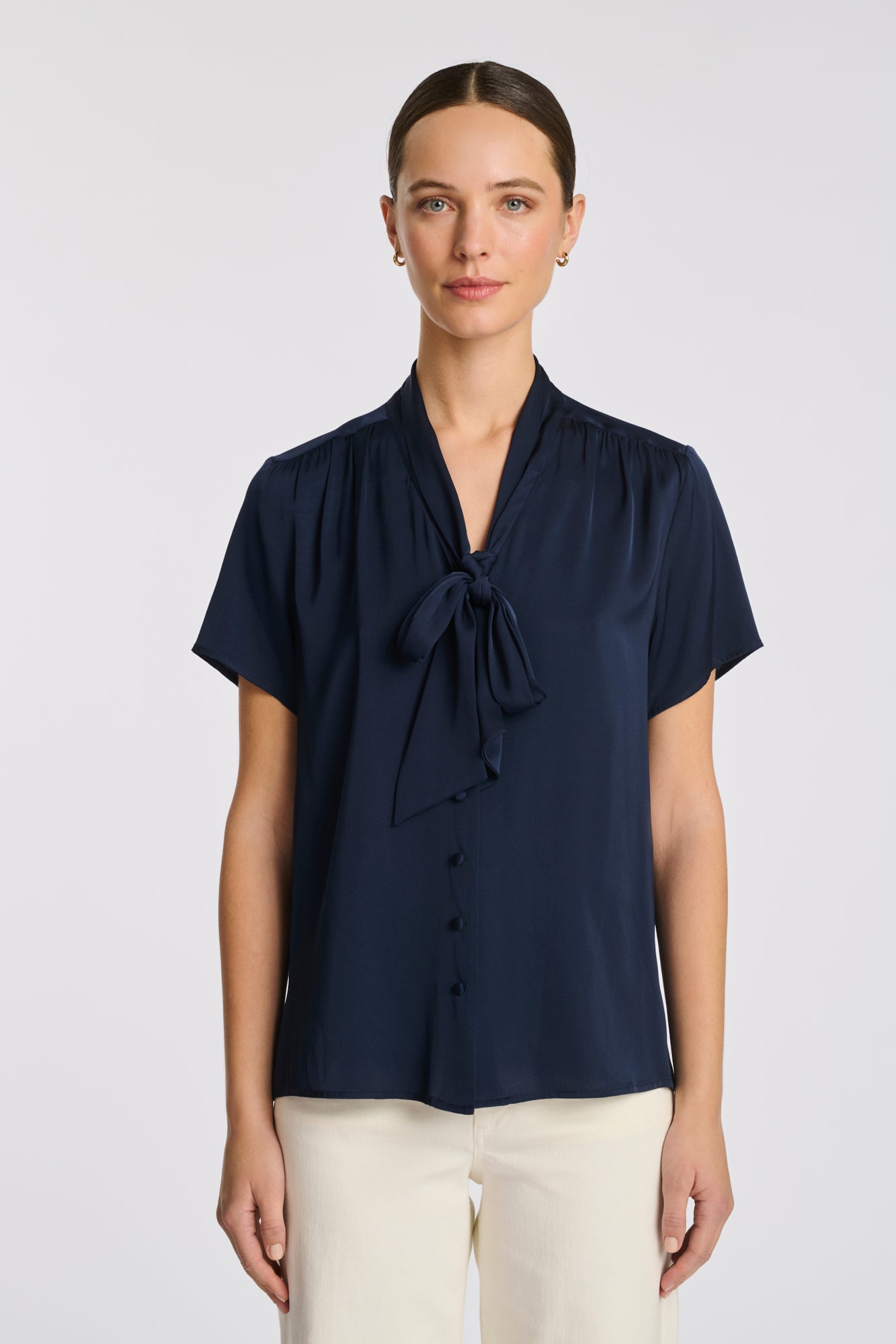 Silk pussy bow blouse