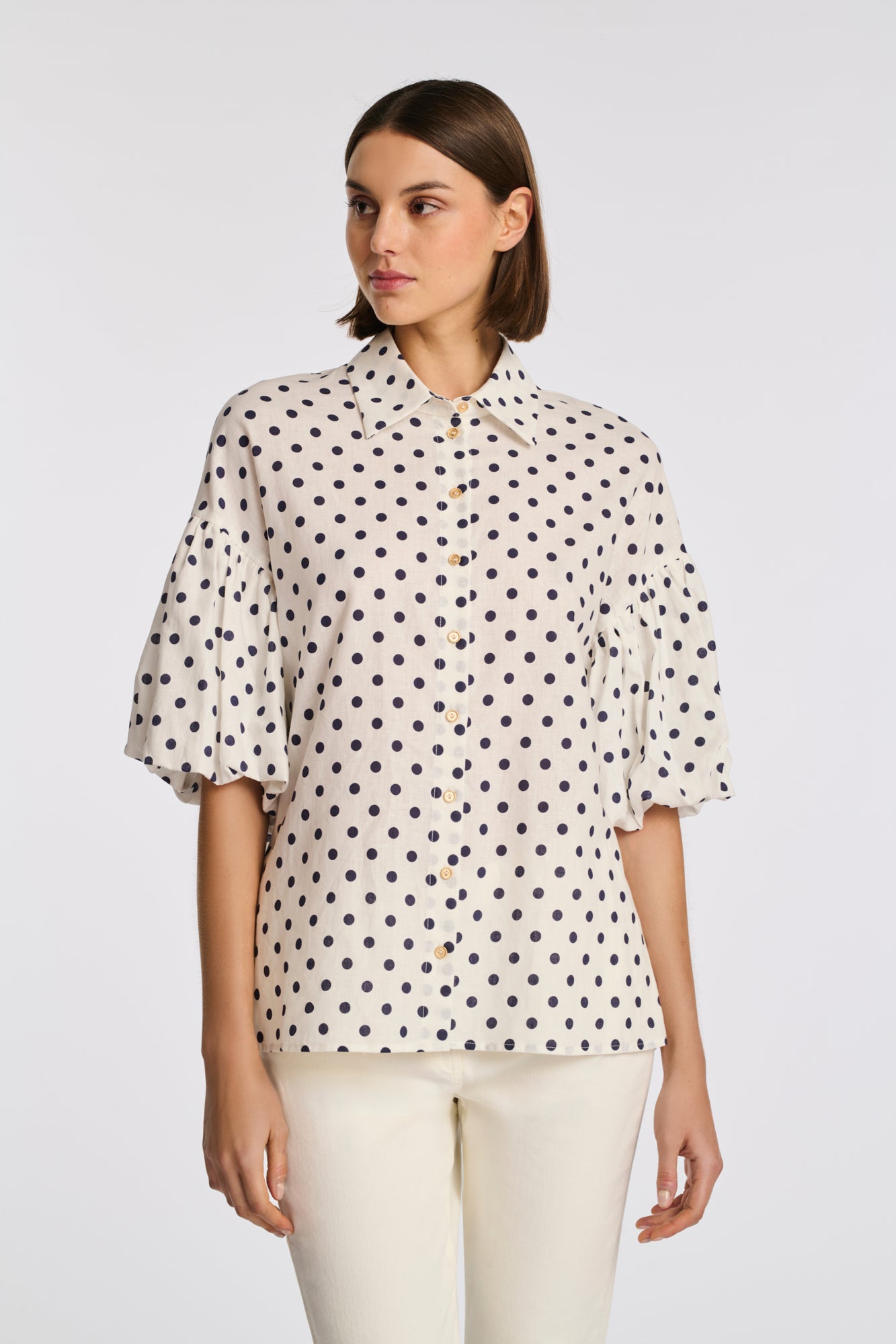 Polka-dot linen shirt