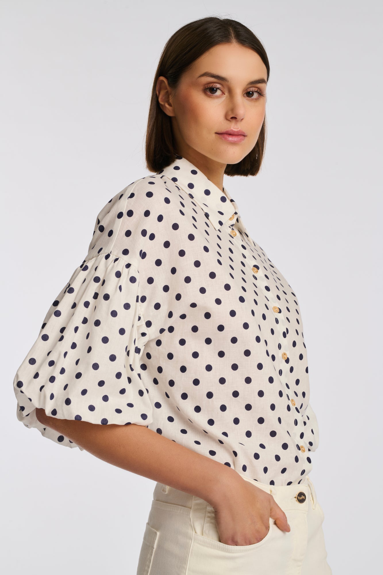 Polka-dot linen shirt