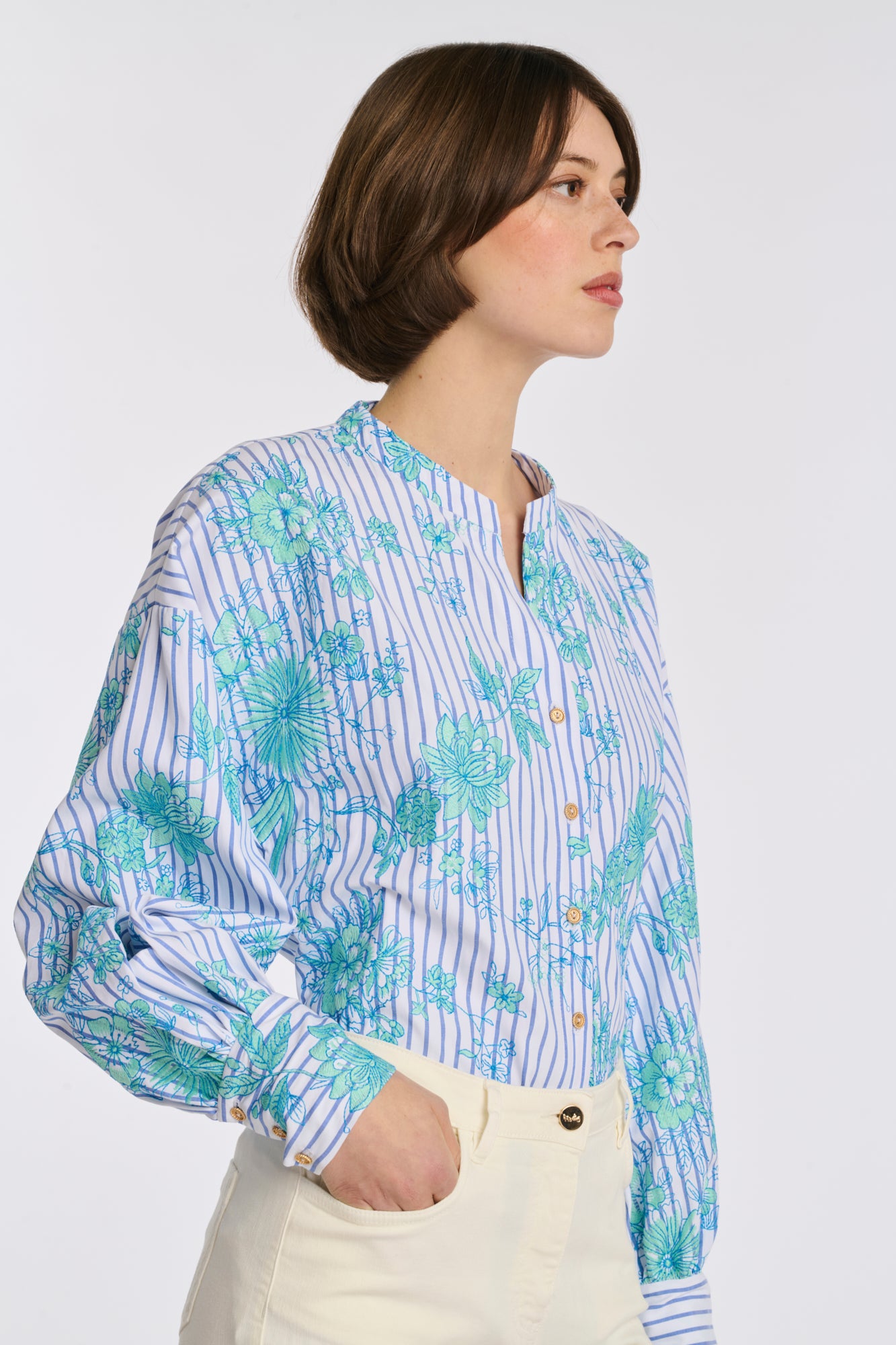 Chemise en coton à rayures