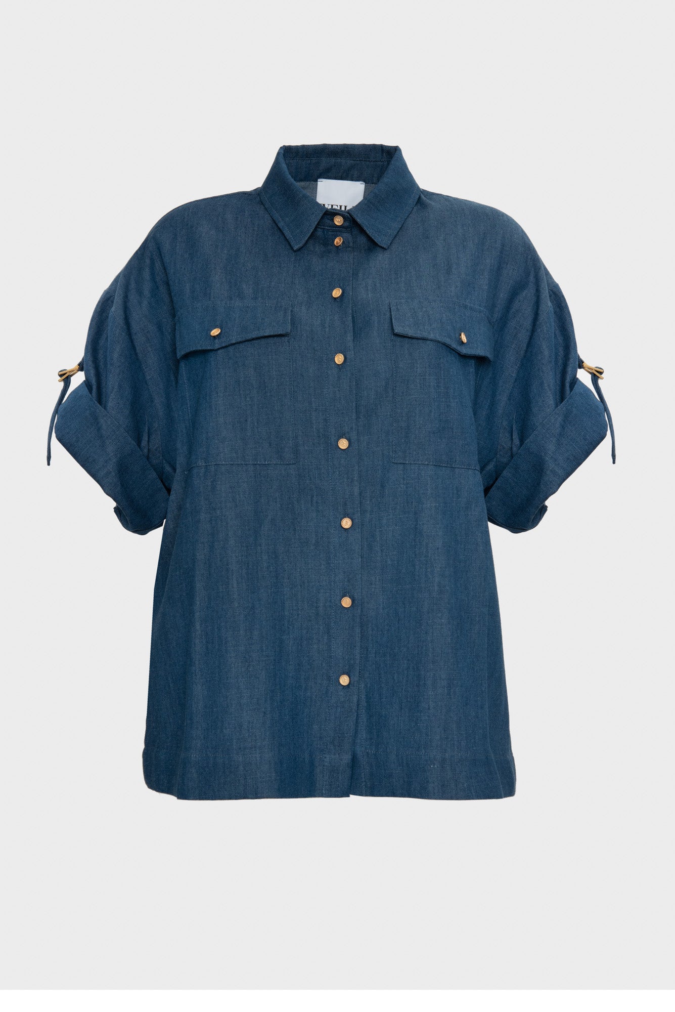 Chemise saharienne en denim fluide