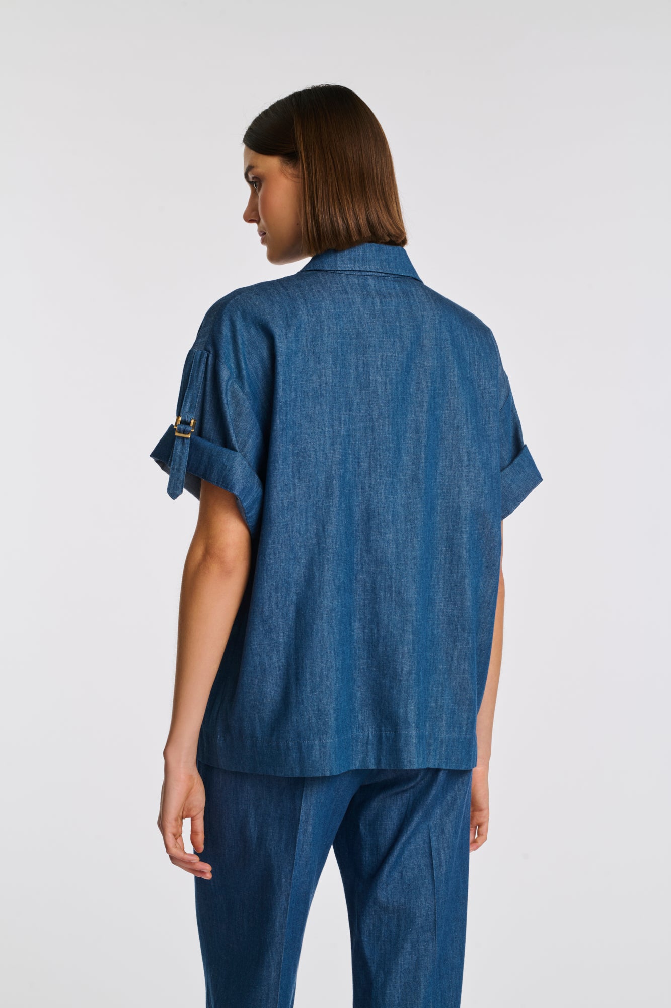 Chemise saharienne en denim fluide