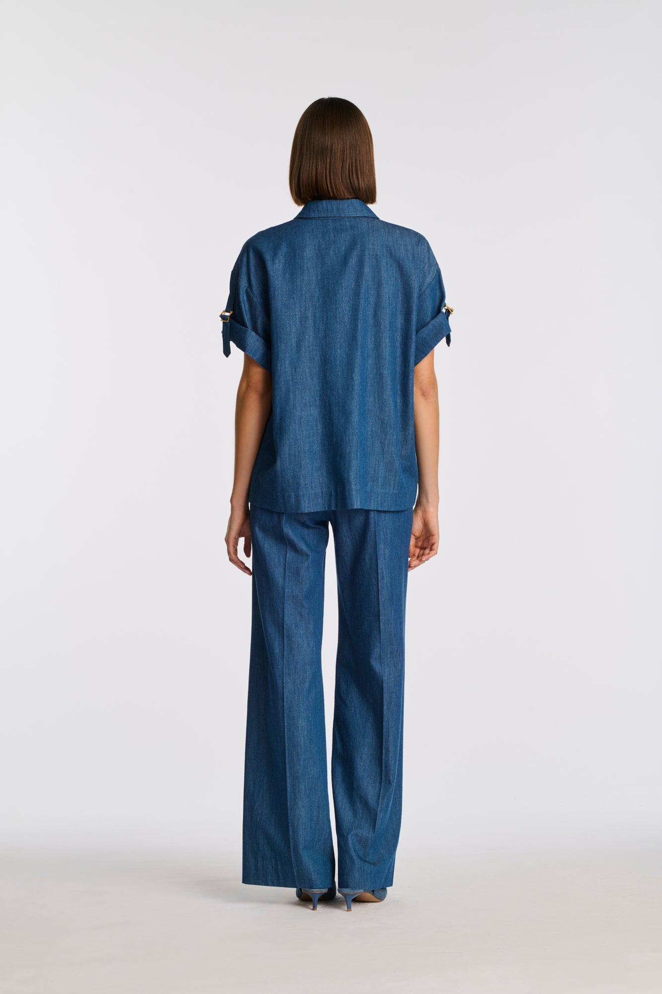 Chemise saharienne en denim fluide
