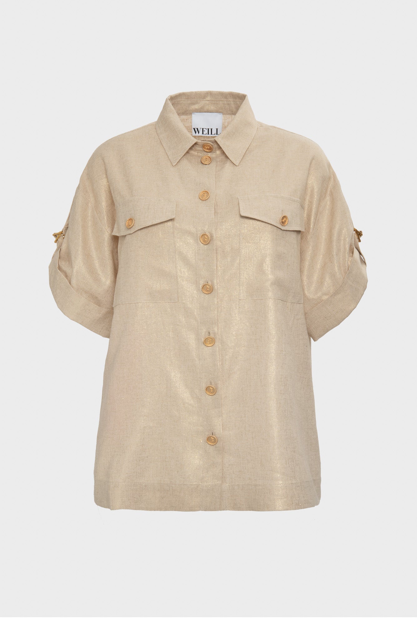 Iridescent linen safari shirt