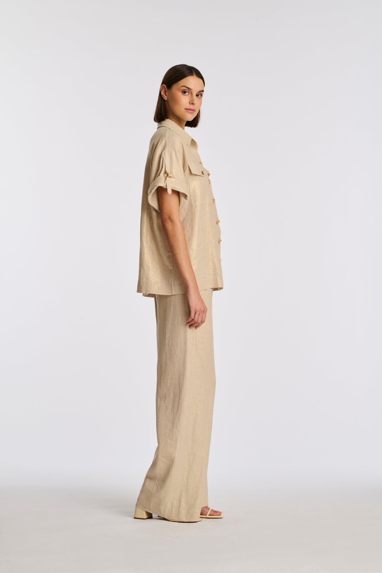 Iridescent linen safari shirt