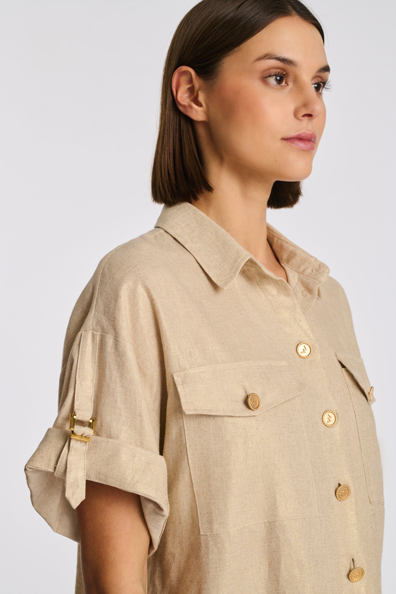 Chemise saharienne en lin irisé