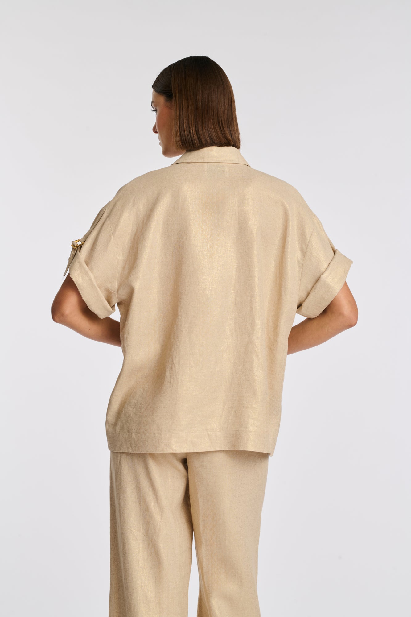 Iridescent linen safari shirt