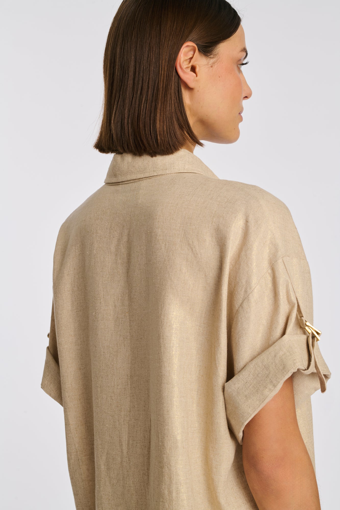 Iridescent linen safari shirt
