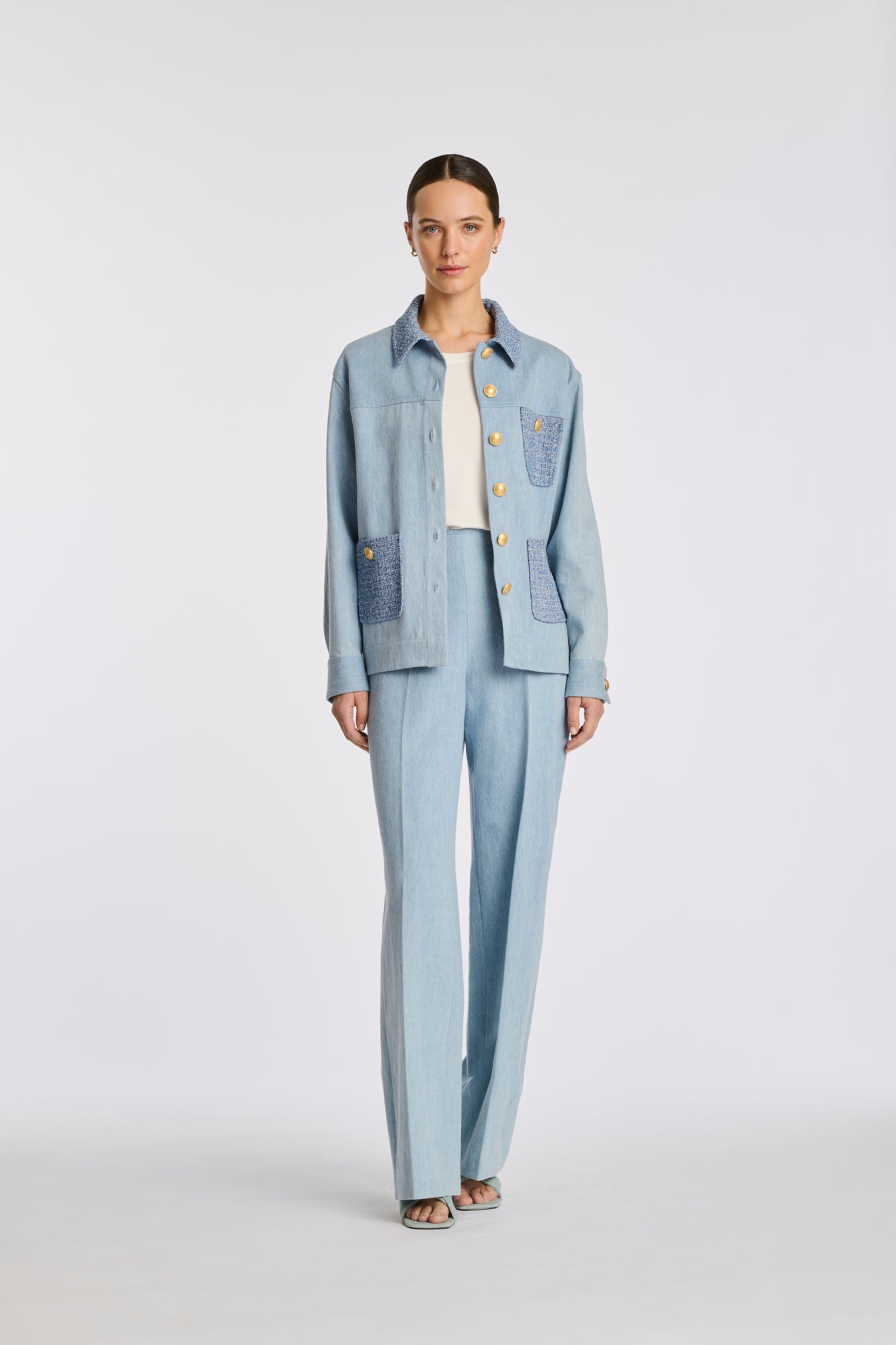 Surchemise en jean et tweed