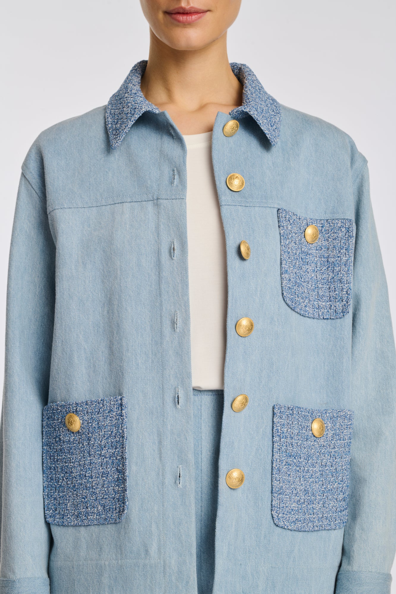 Surchemise en jean et tweed