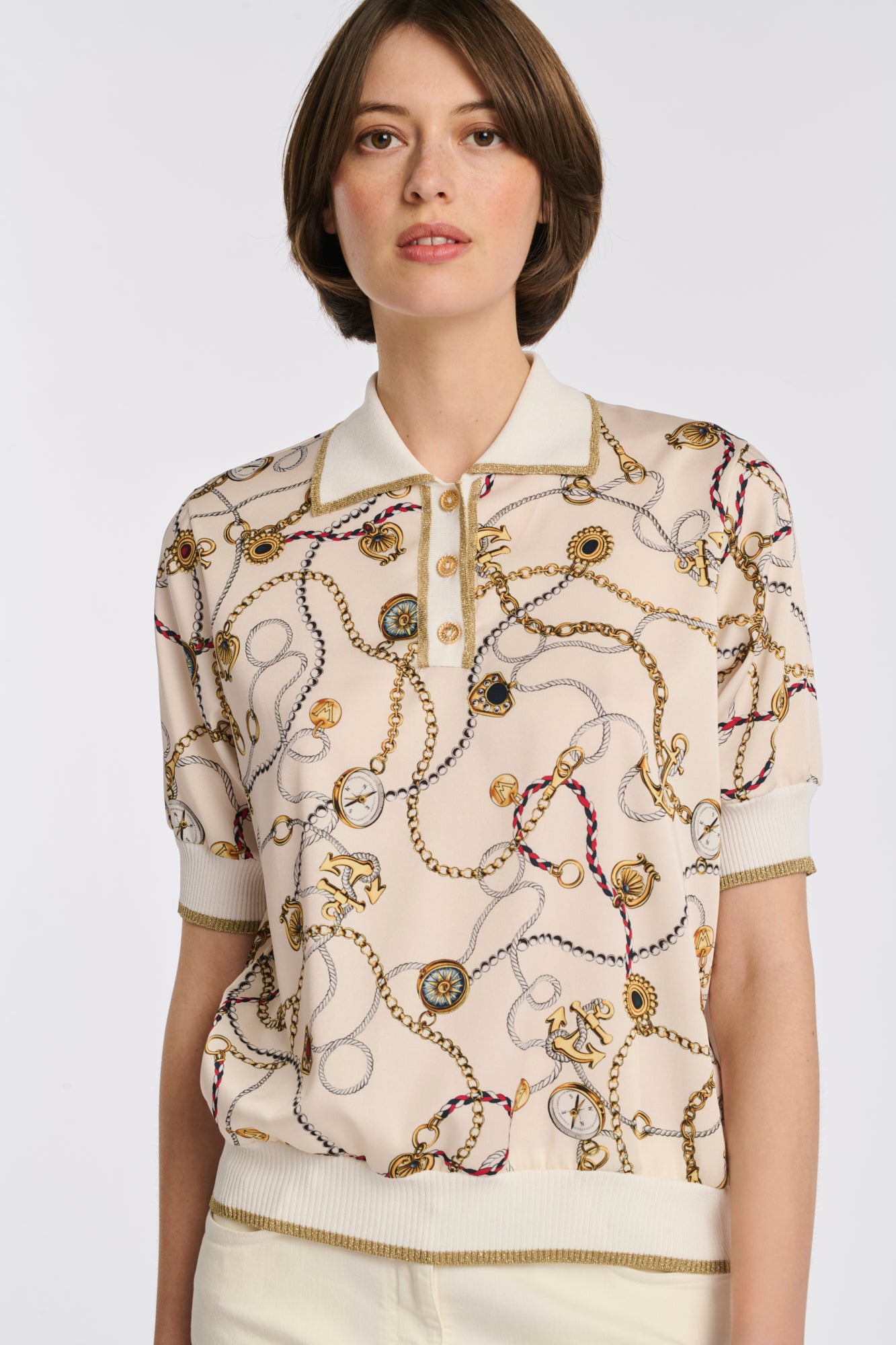 Two-tone printed polo shirt