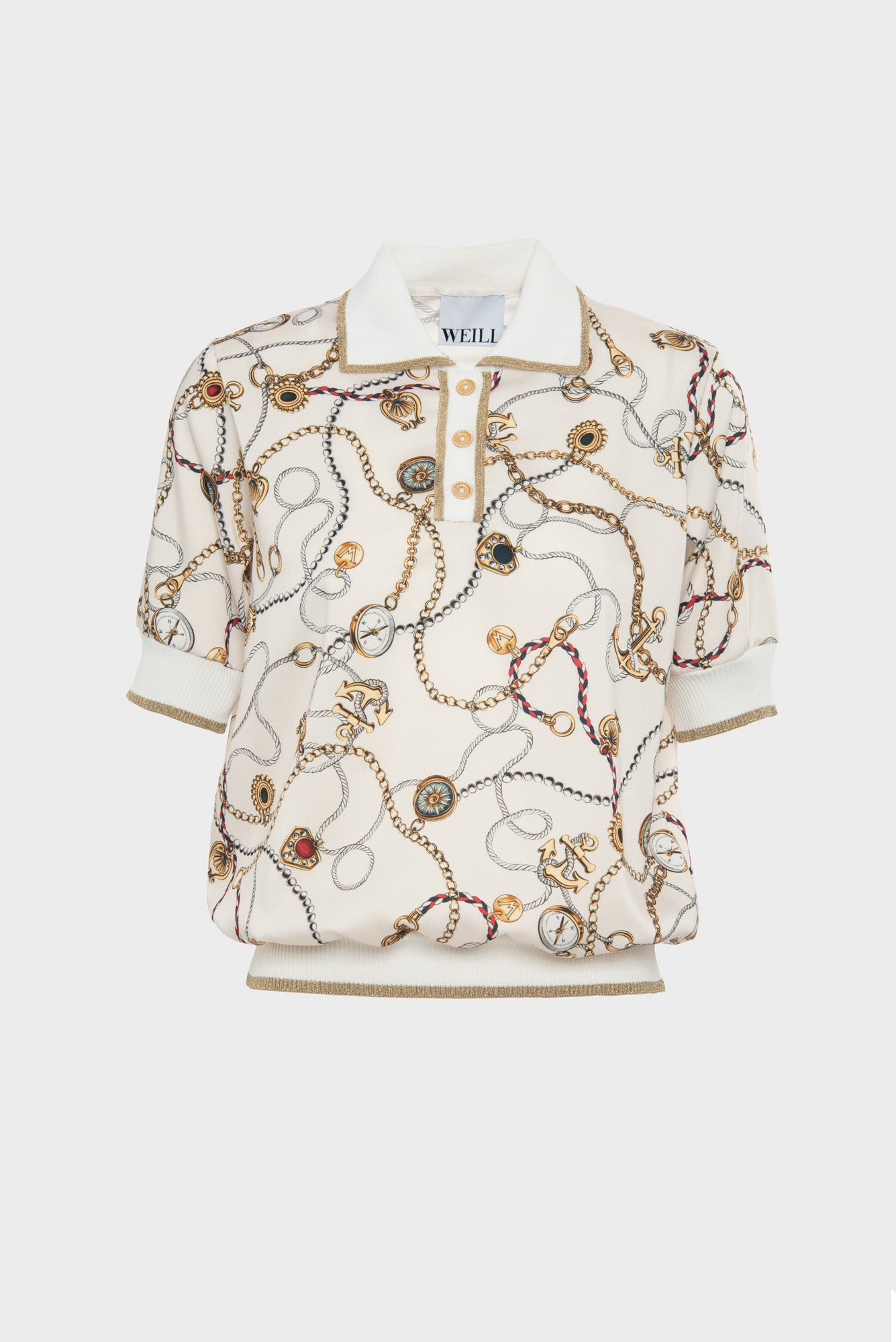 Two-tone printed polo shirt