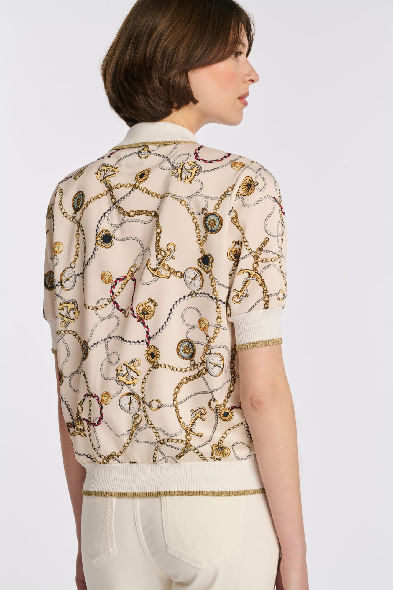 Two-tone printed polo shirt