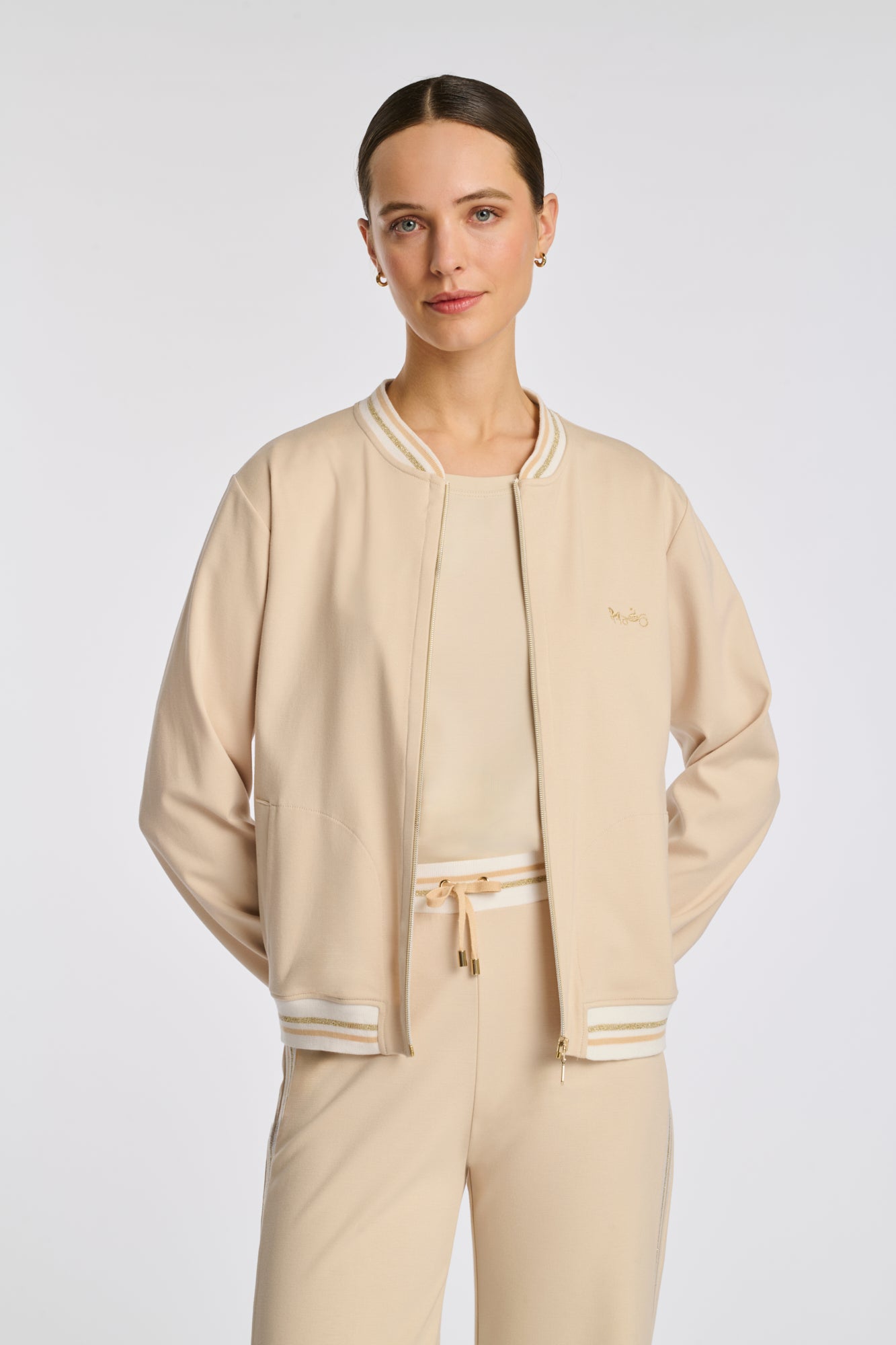 Sweat shirt zippé en jersey milano