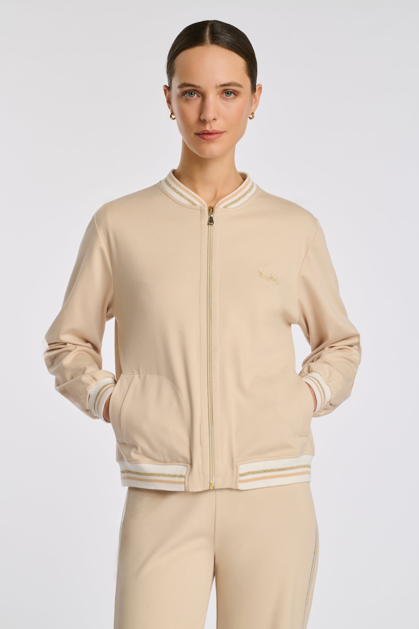 Sweat shirt zippé en jersey milano