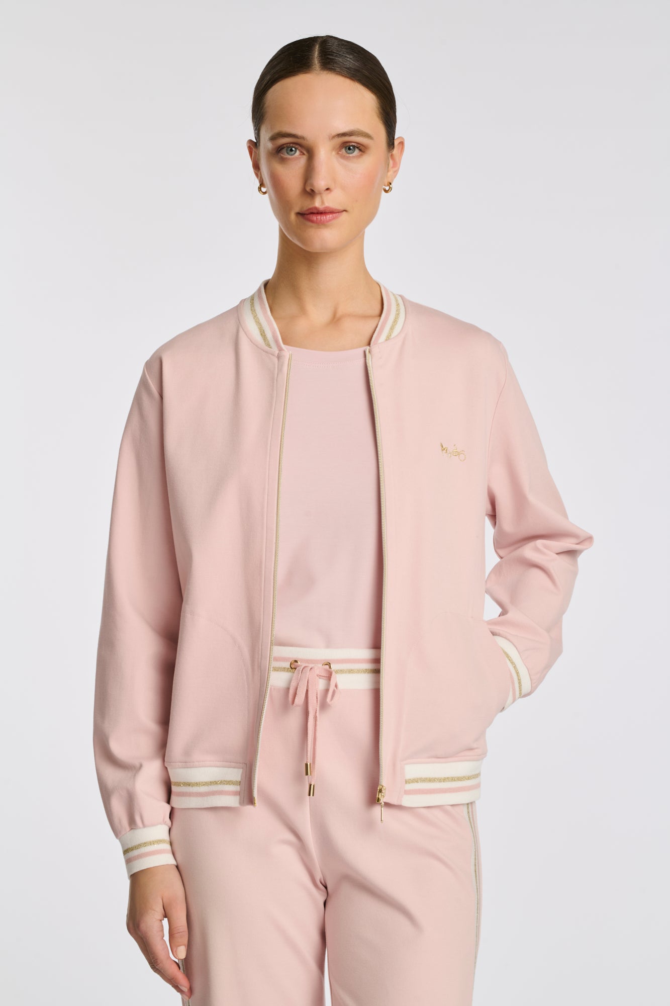 Sweat shirt zippé en jersey milano