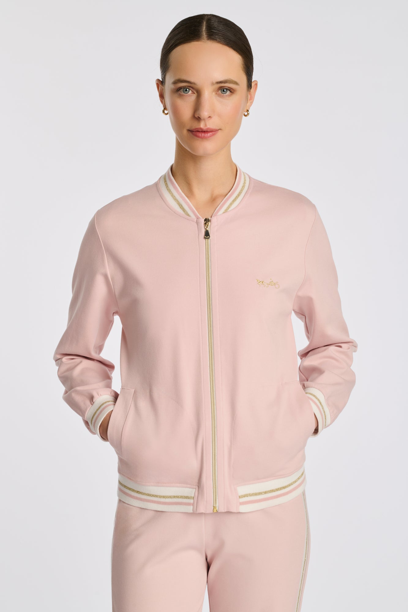 Sweat shirt zippé en jersey milano