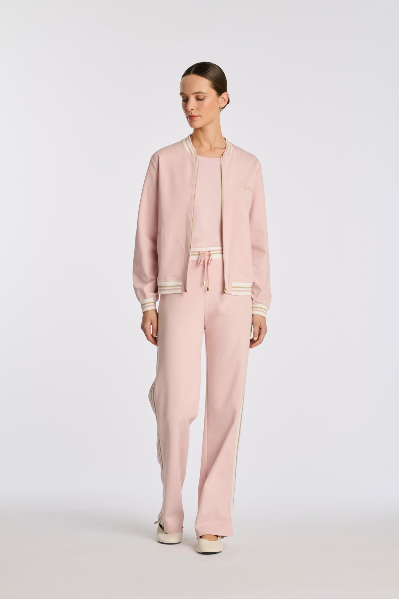 Sweat shirt zippé en jersey milano