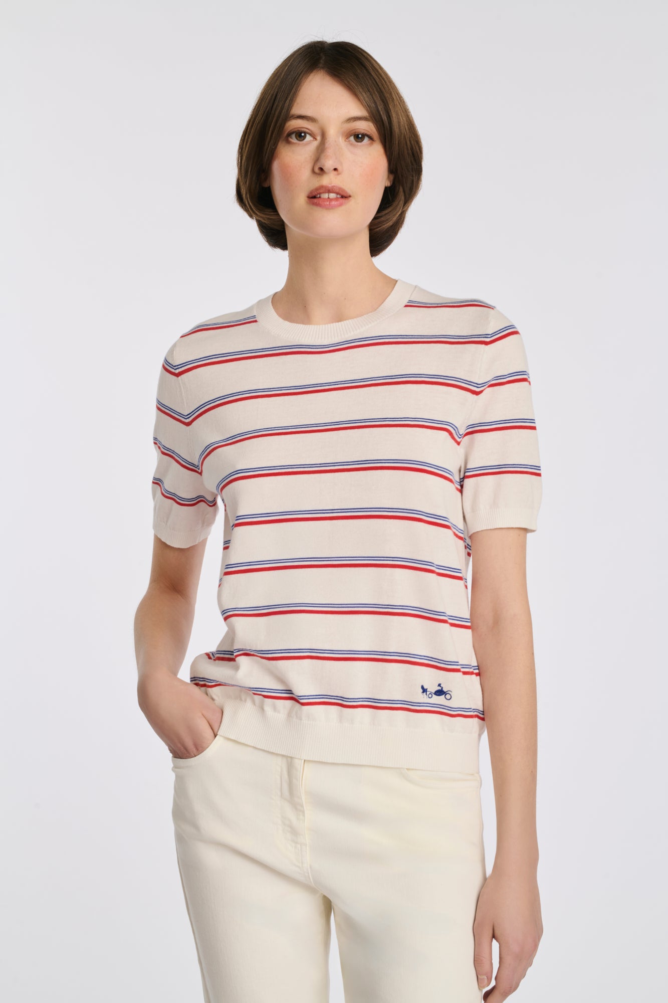Pull manches courtes à rayures