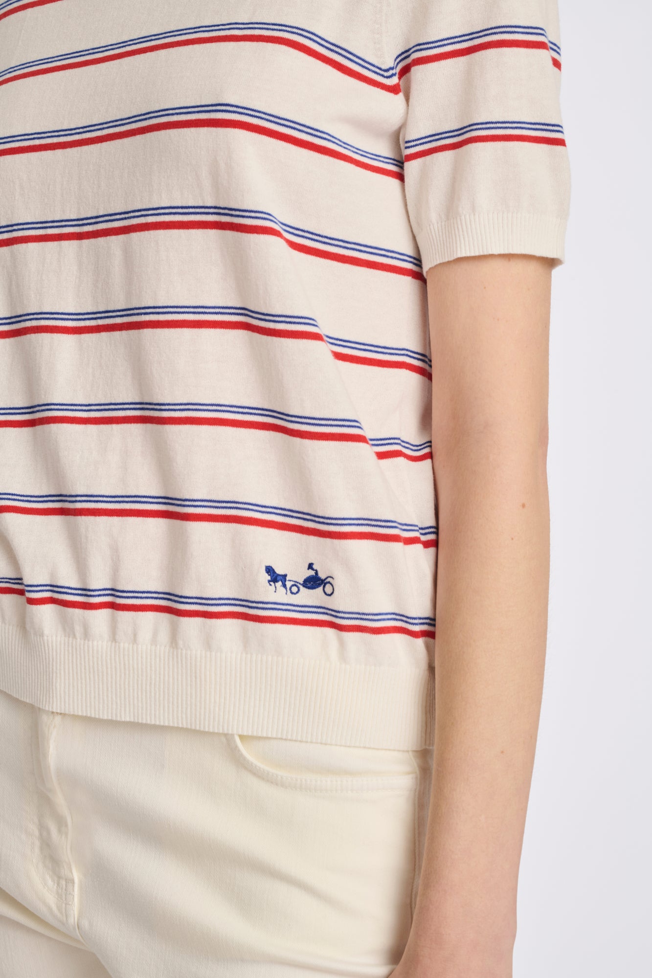 Short-sleeved striped jumper