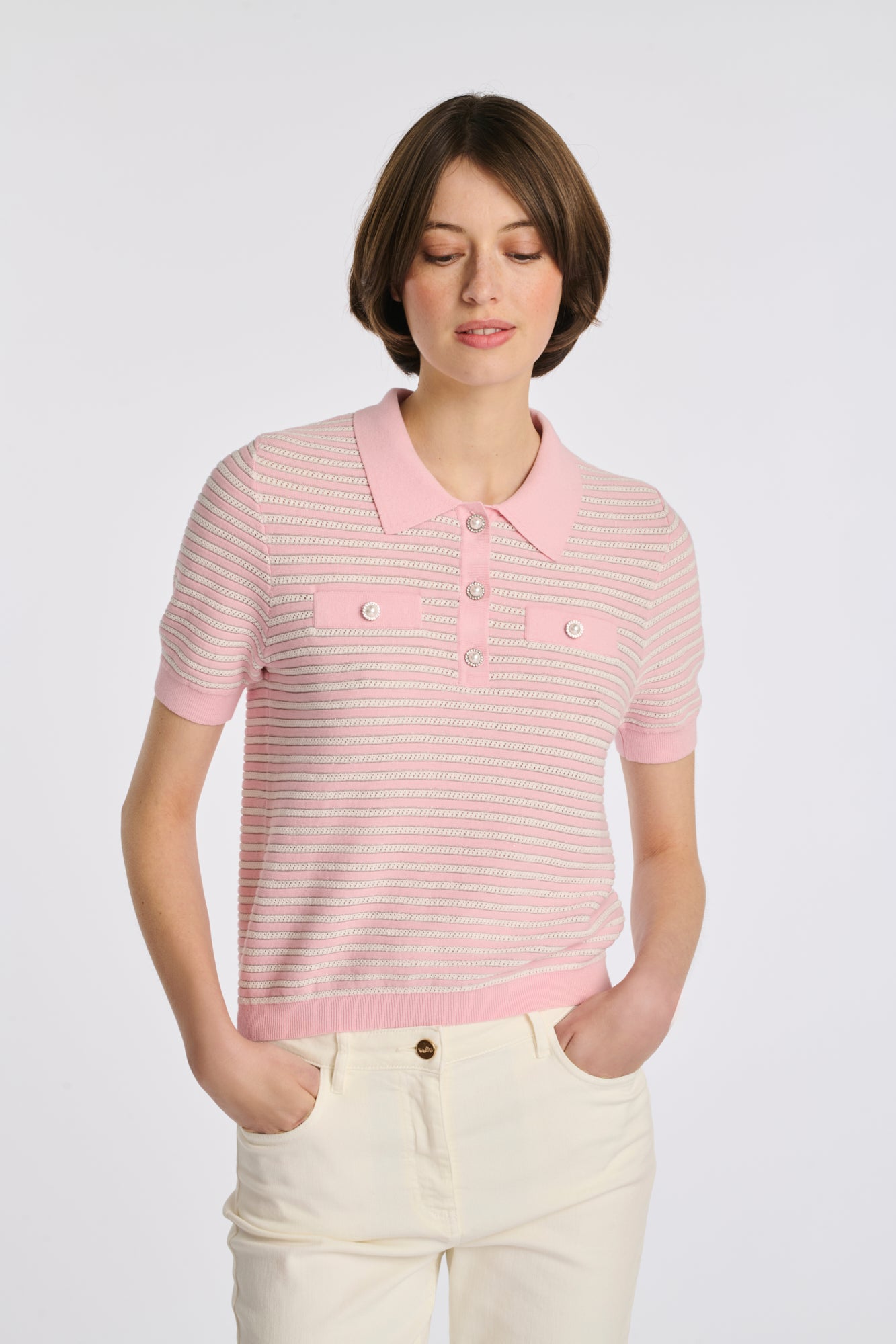 Polo en maille rayé