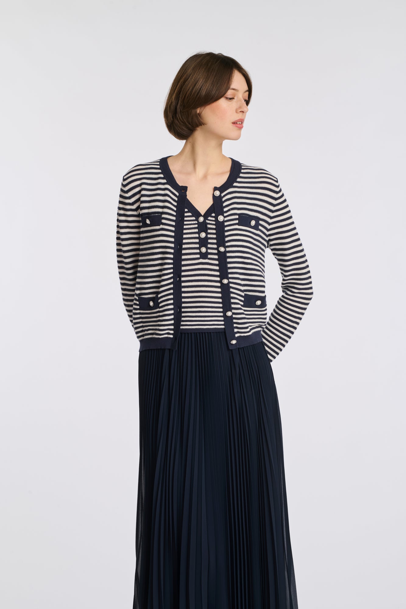 Cardigan en maille rayé