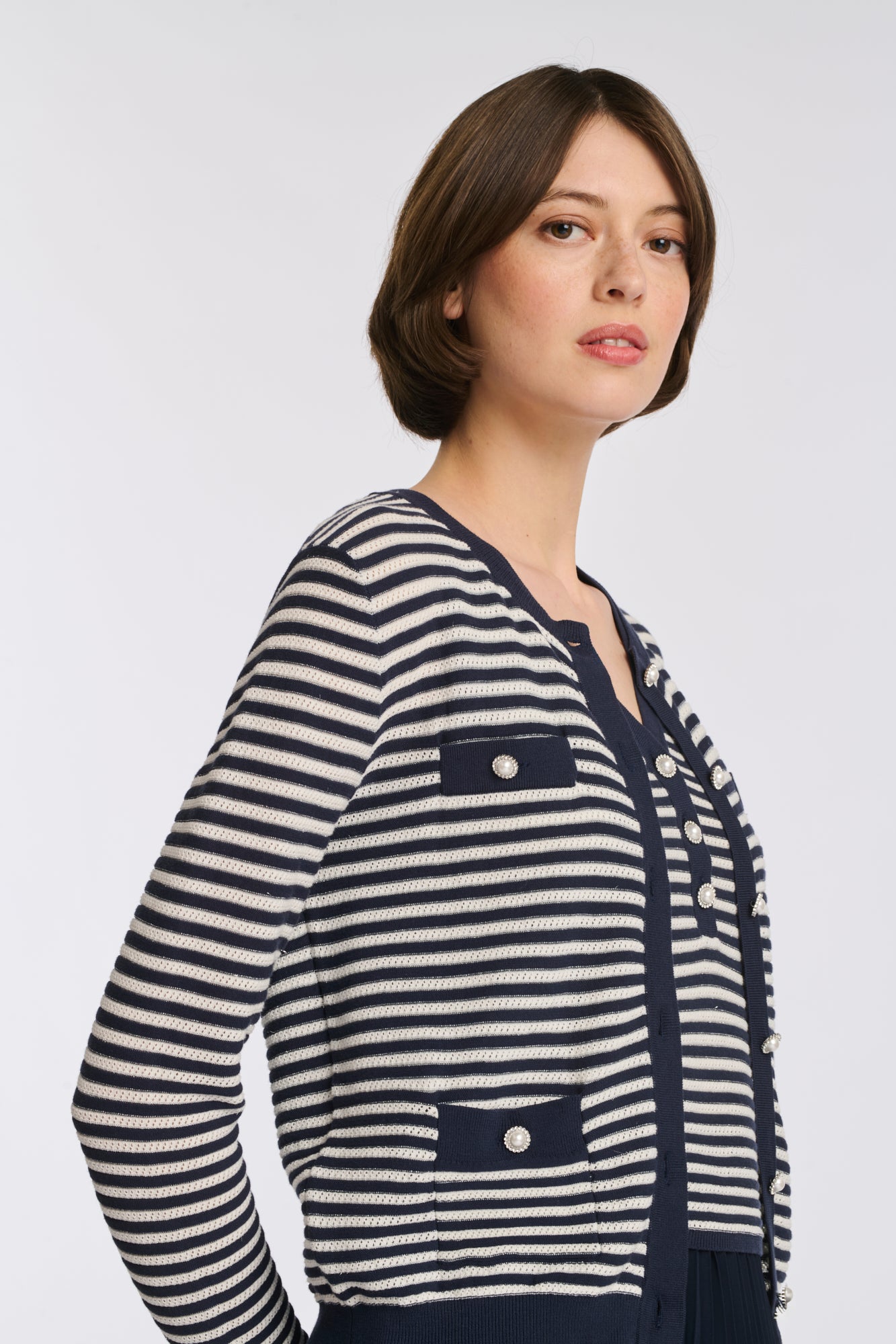 Cardigan en maille rayé