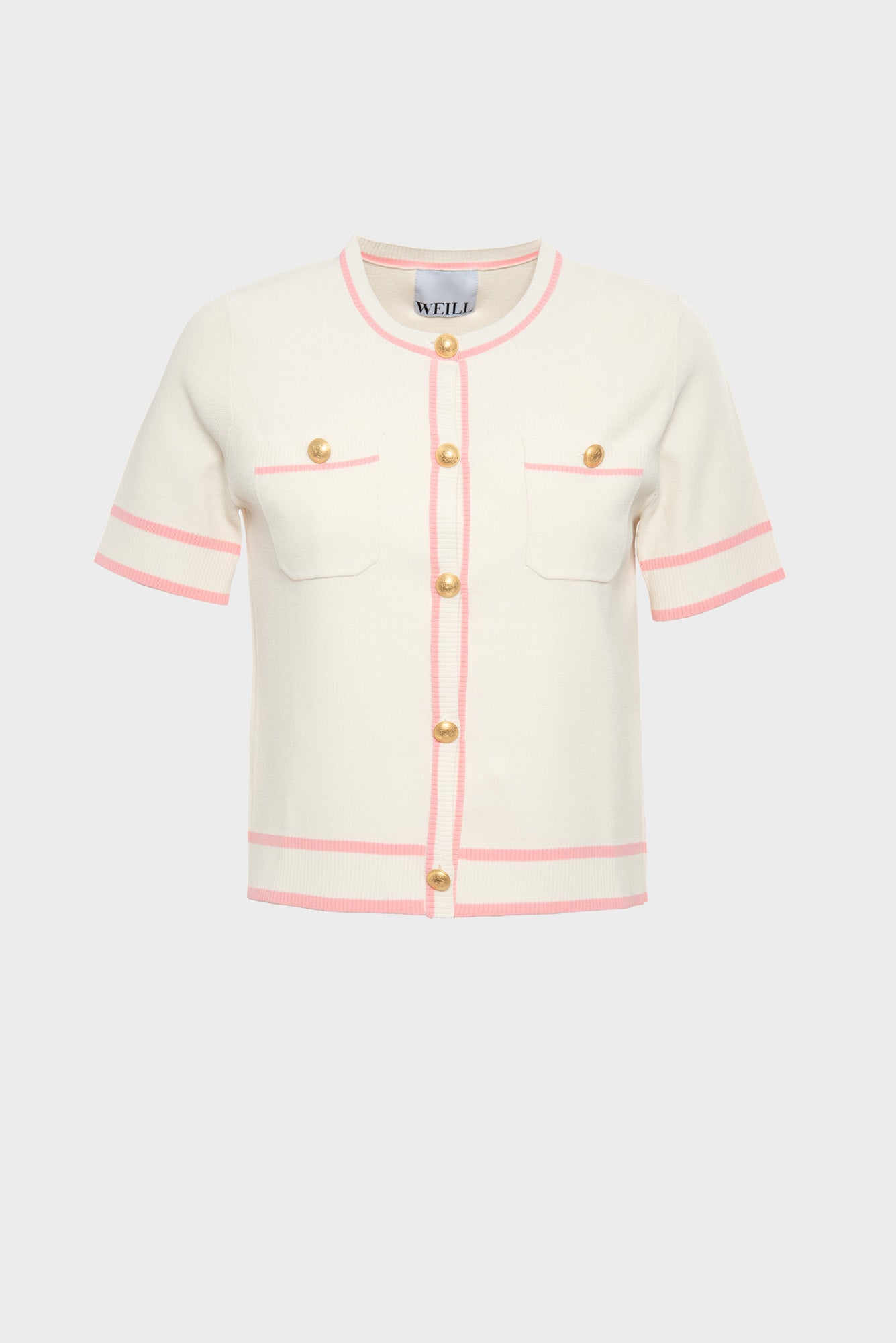 Cardigan manches courtes bicolore