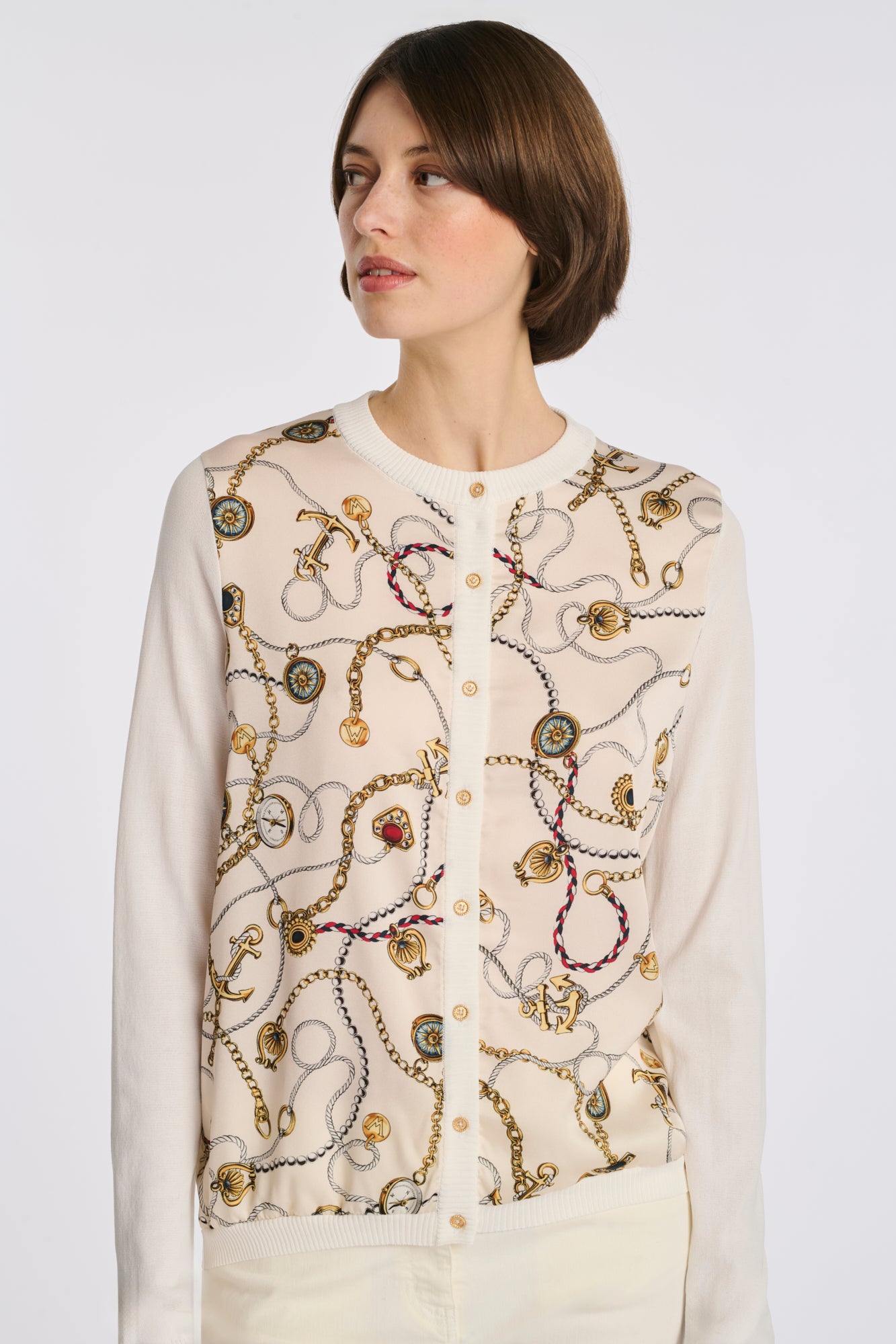 Cardigan imprimé bimatière