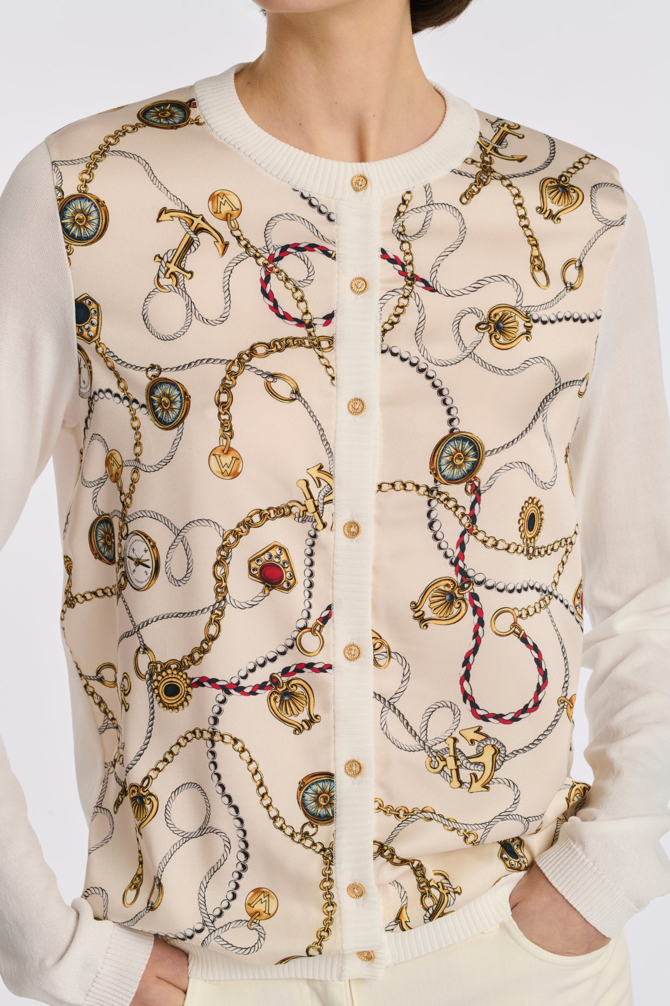 Cardigan imprimé bimatière