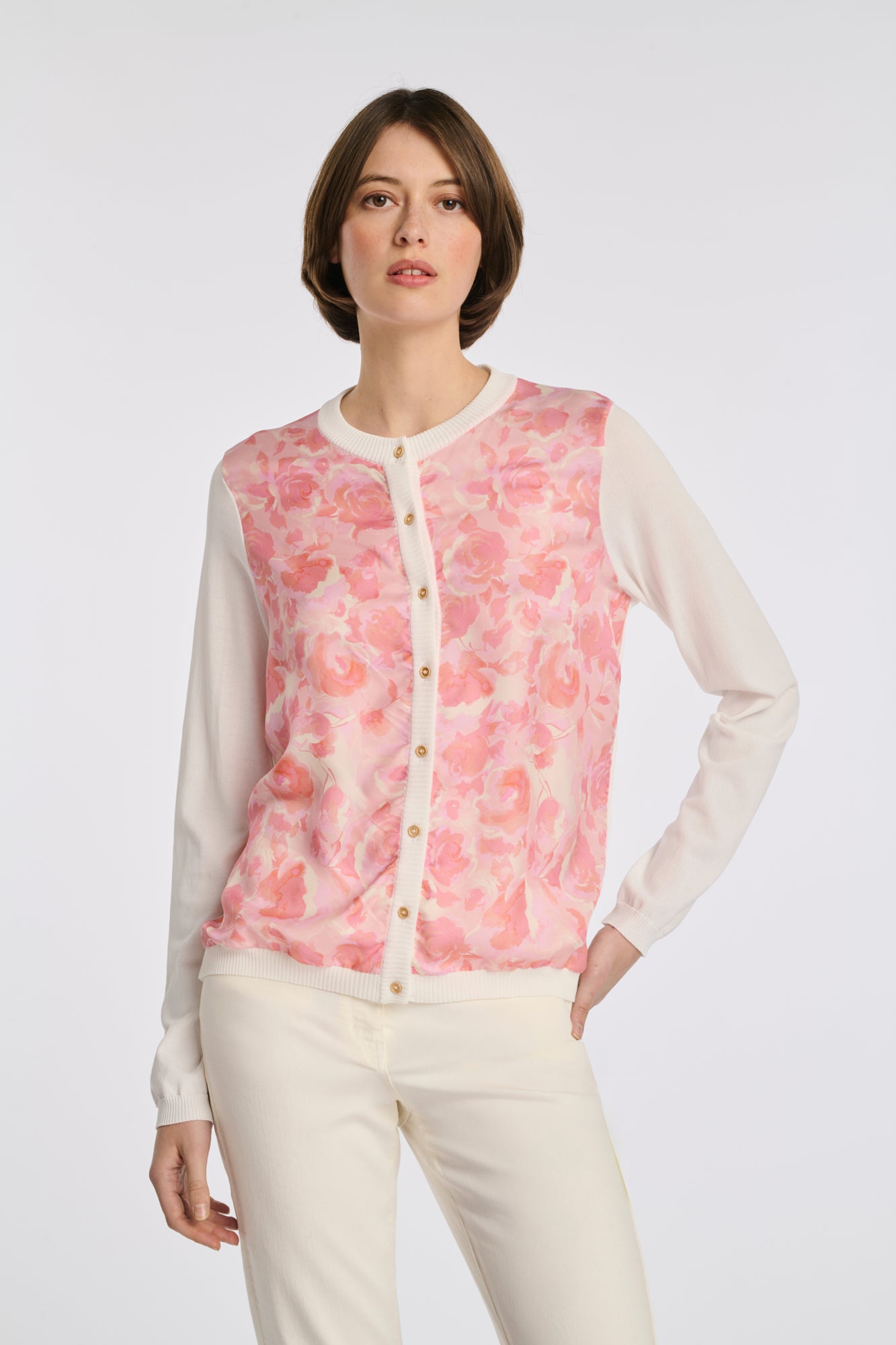 Cardigan imprimé bimatière