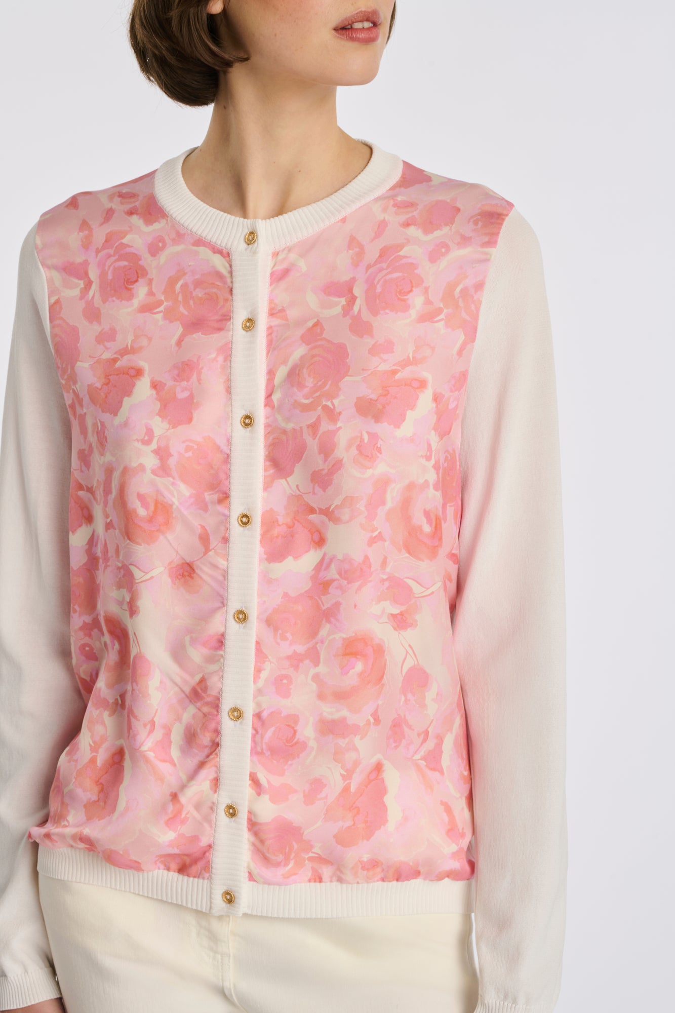 Cardigan imprimé bimatière