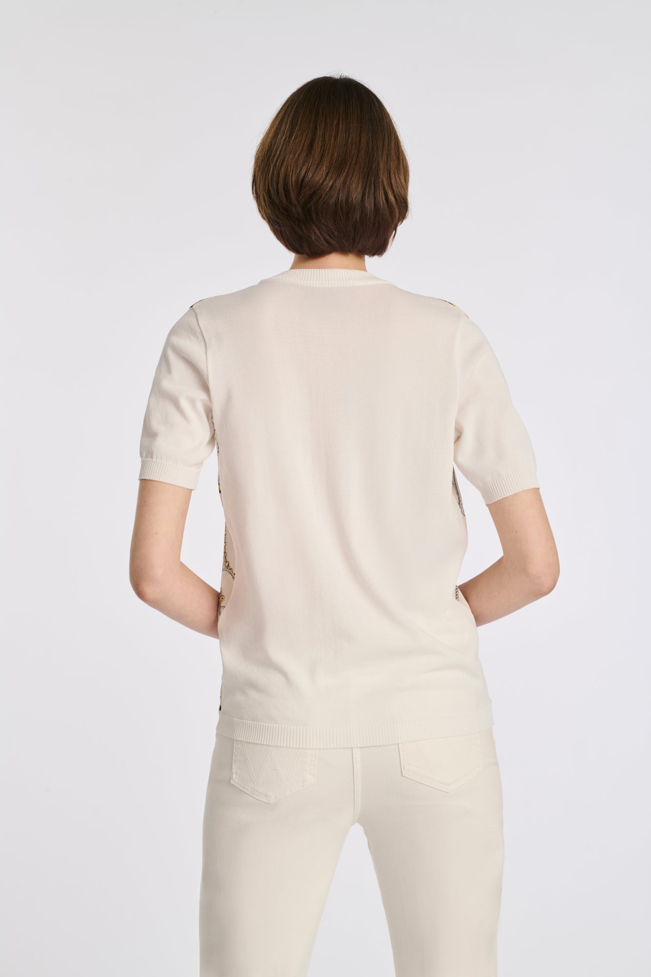 Pull imprimé bimatière