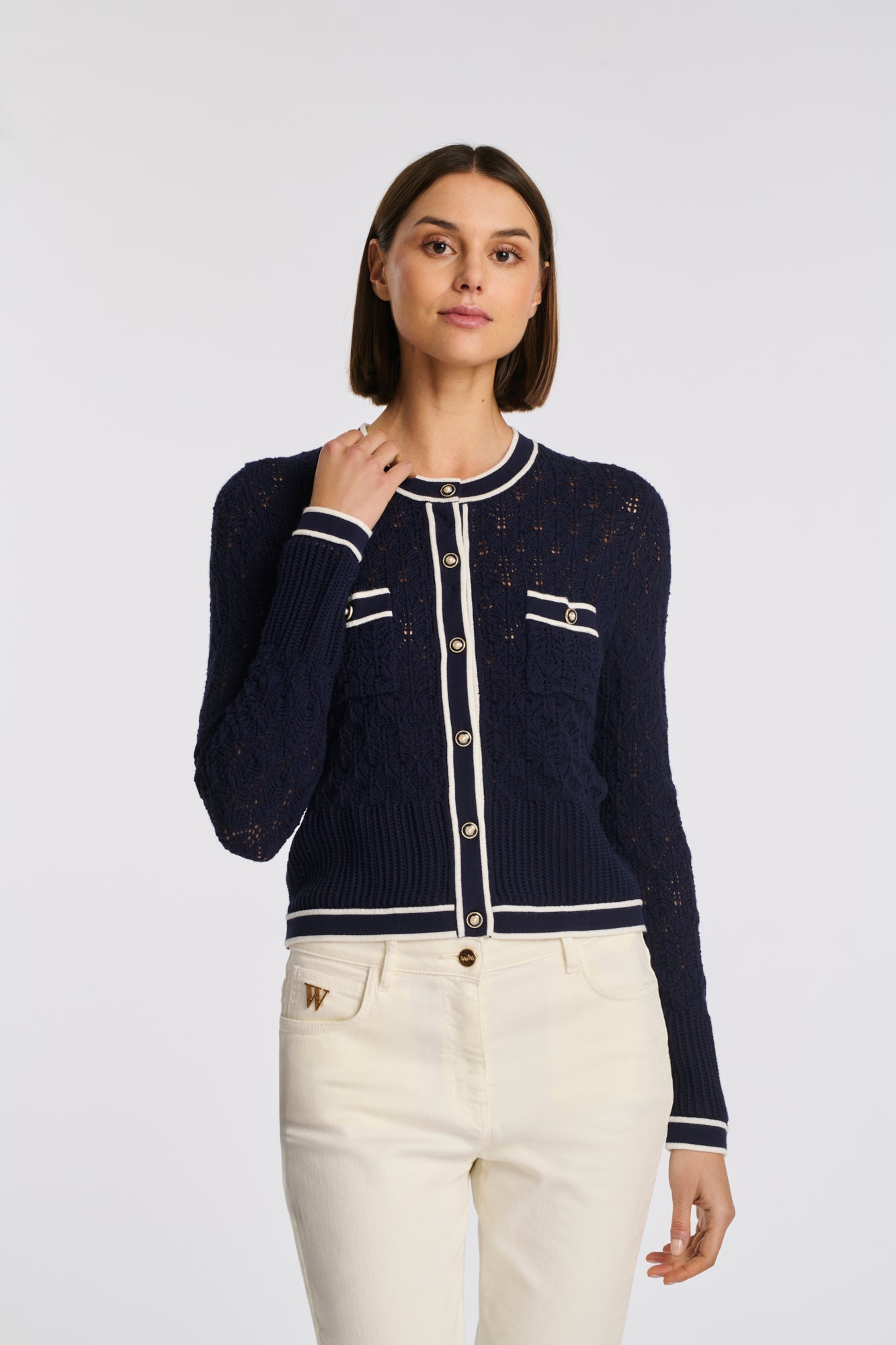 Two-tone crochet cardigan